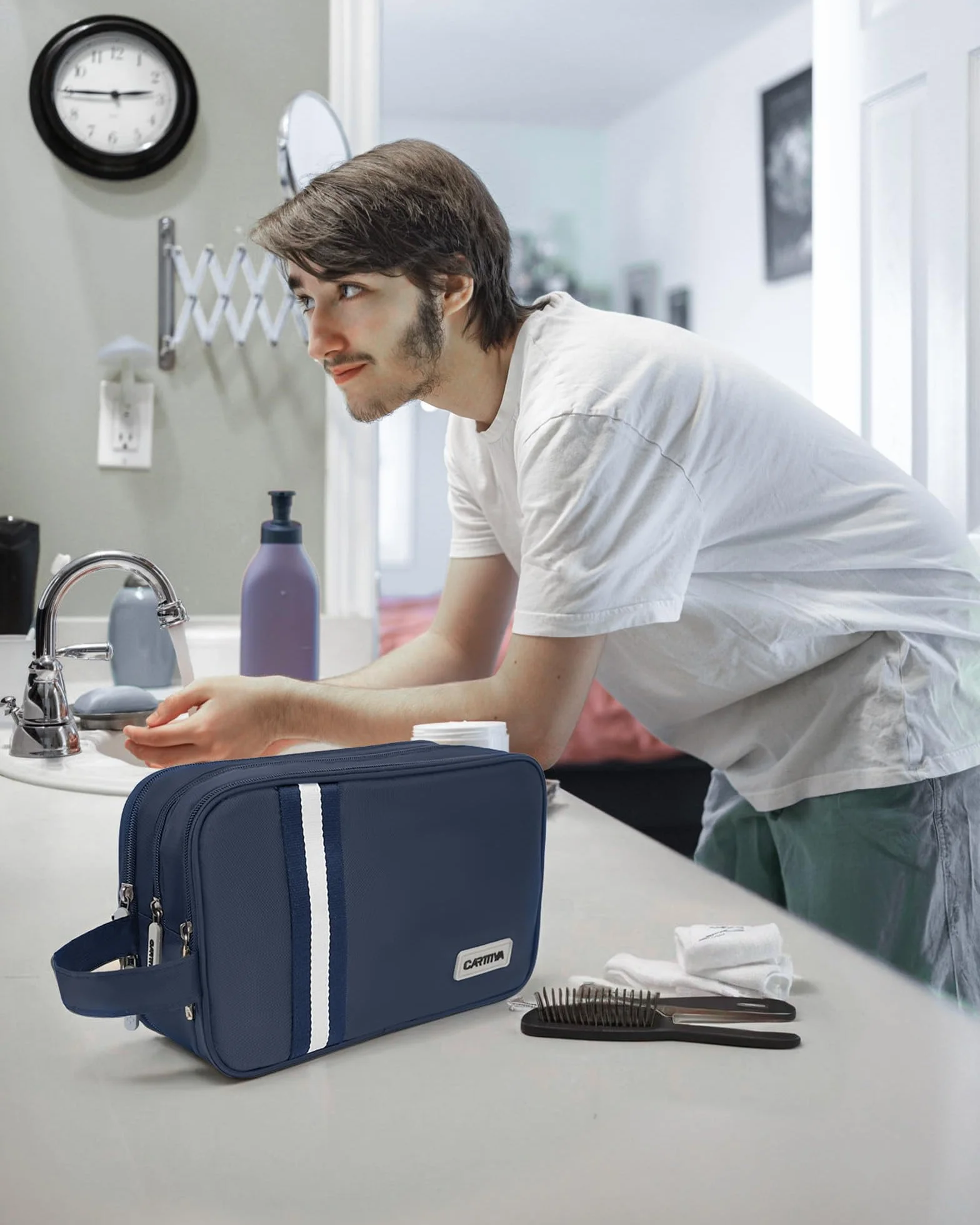 Trousse de Toilette Homme Voyage Grande Capacité Imperméable Sac Cosmétique