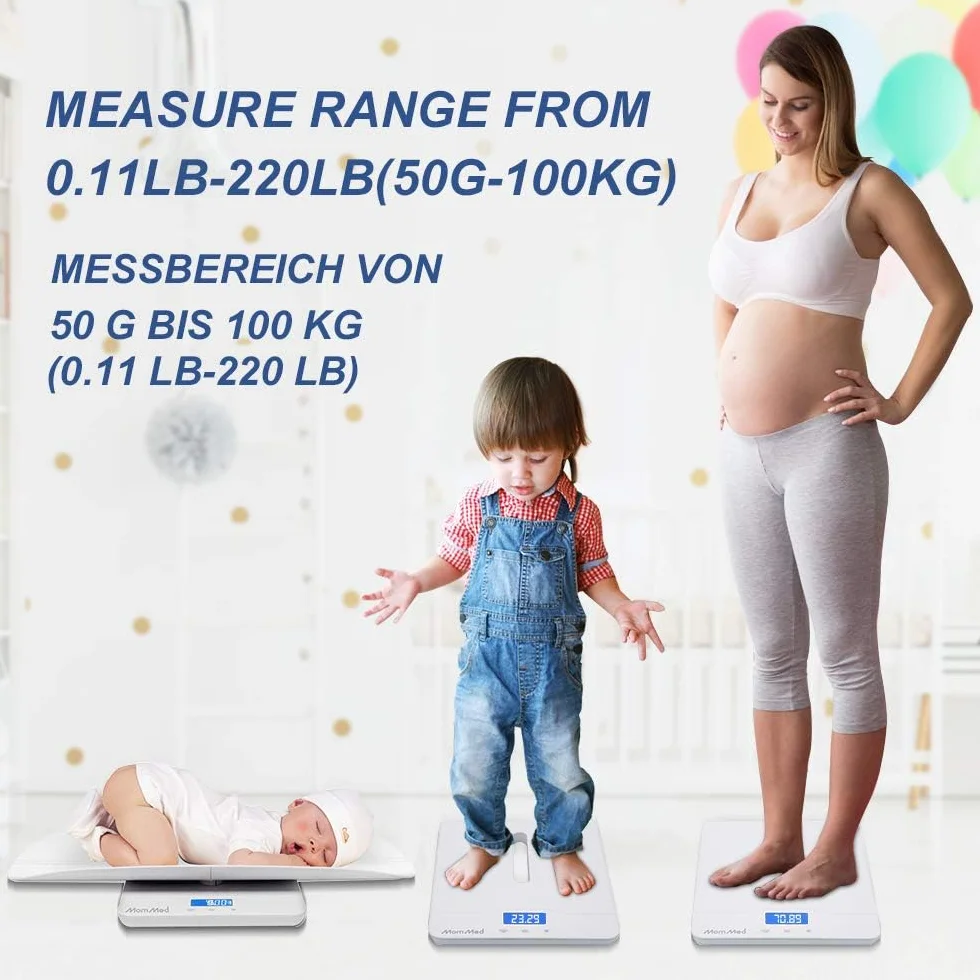 Pèse-bébé numérique 50g-100kg avec fonction de maintien et embout amovible