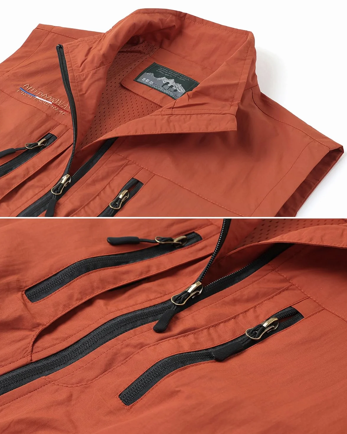 Gilet de Pêche Homme Sans Manches Collier à Pied Multipoches Léger pour Photographie Plein Air Randonnée