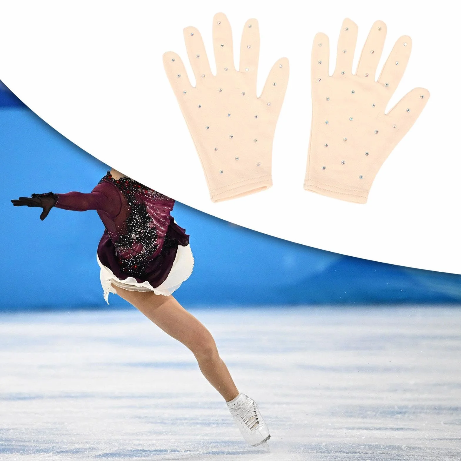 Gants de Compétition de Patinage Artistique Strass Danse Spectacle Entraînement