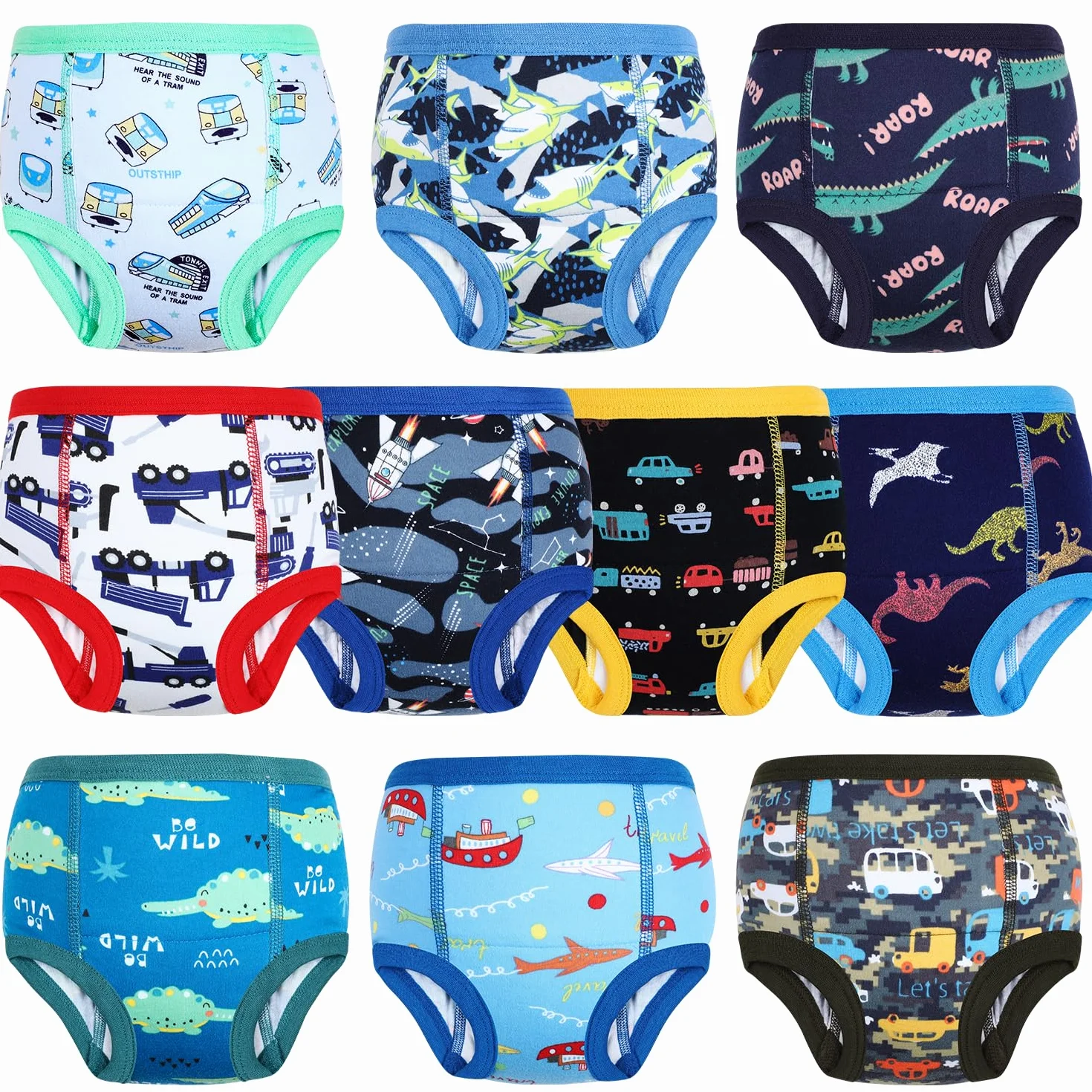 MOEMOE BABY Culotte Apprentissage Propreté Garcon Lavable 10 Paquets Bleu 2 Ans