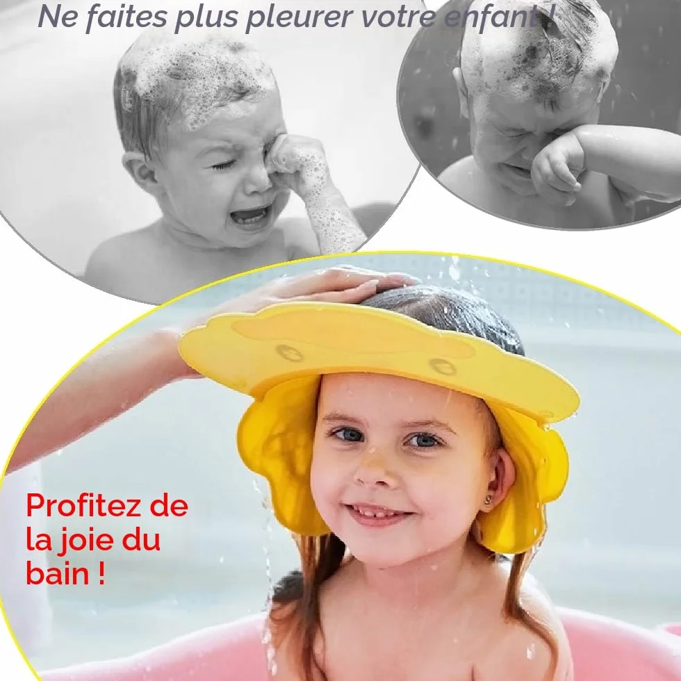 Bleu Bonnet de Douche Bébé Réglable Visière Bonnets de Bain Shampoing Chapeau Protège Yeux Oreilles Enfants