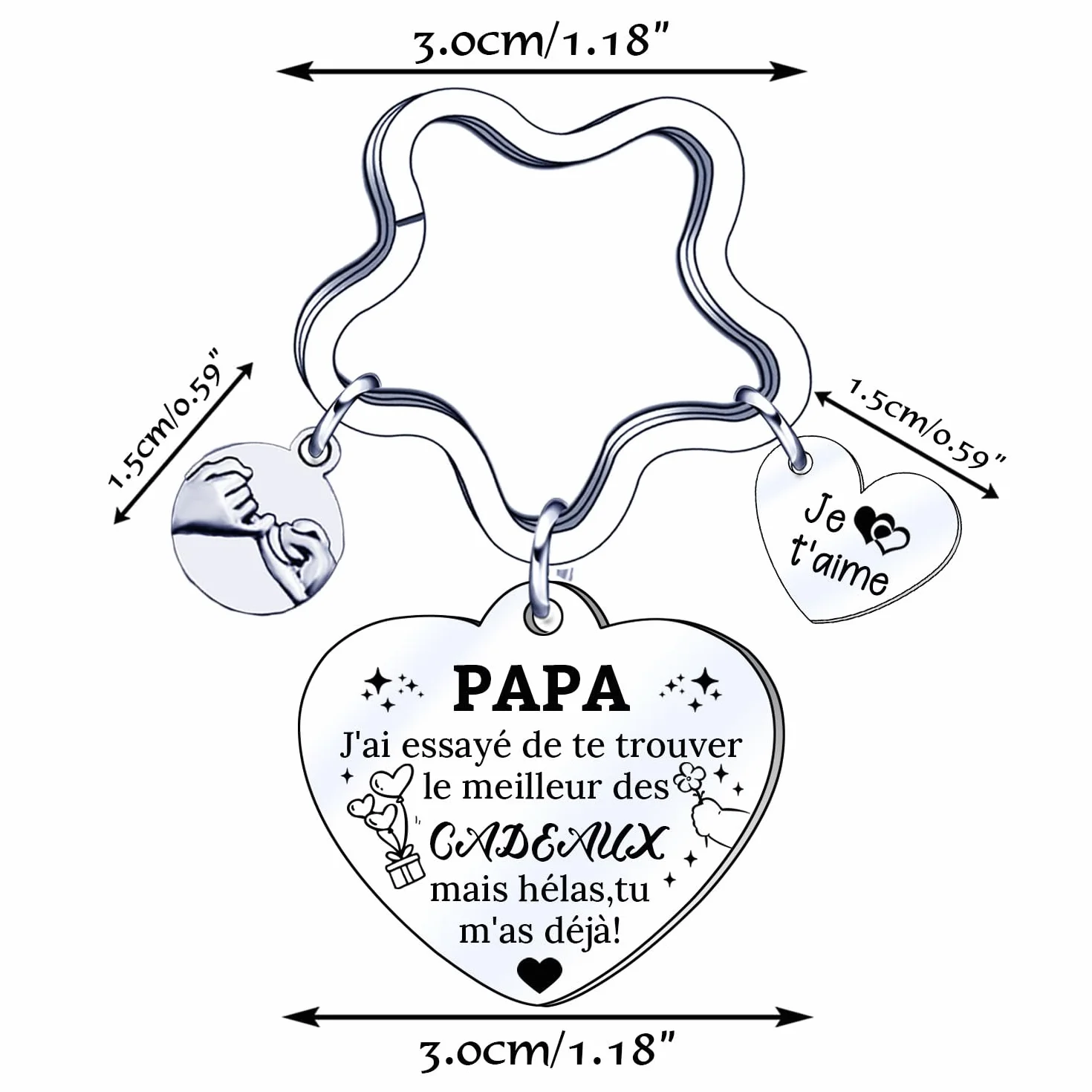 Porte-clés Papa Cadeau Fête des Pères Anniversaire Noël
