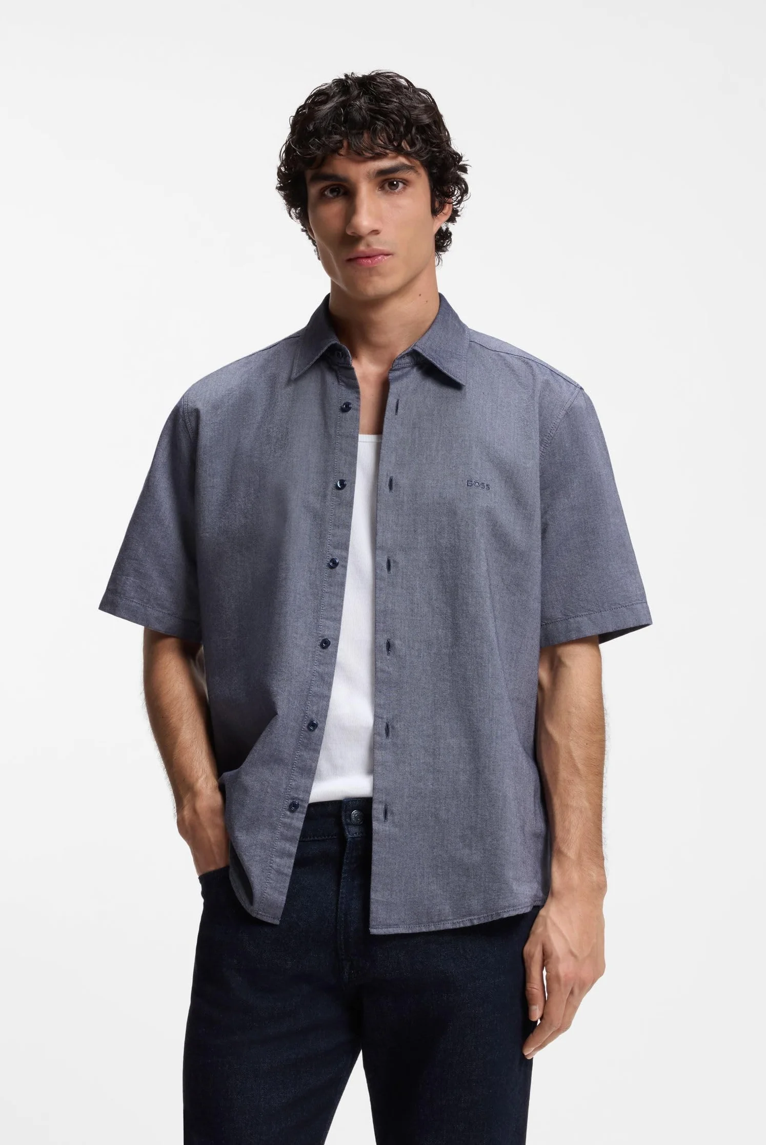 BOSS Hommes Chemise Regular Coton Oxford Doux Lavé