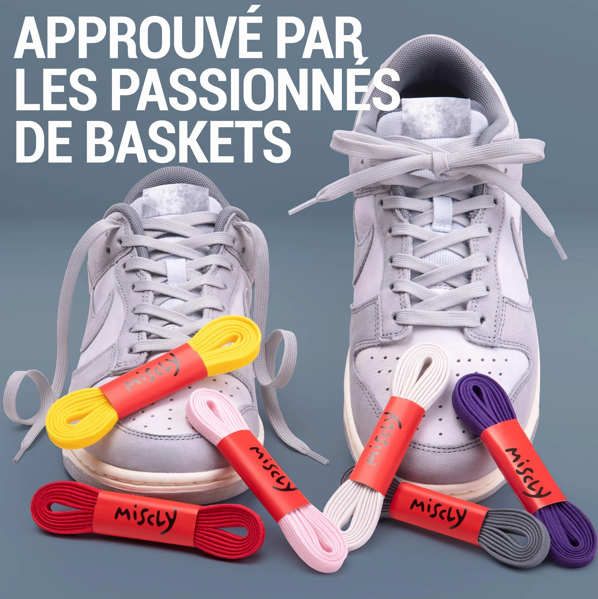 Miscly Lacets Plats Pour Baskets, Plusieurs Longueurs et Couleurs