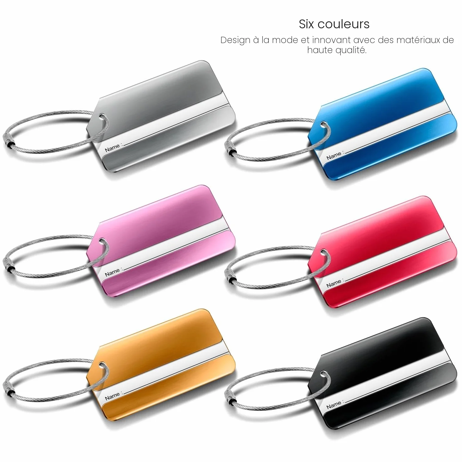 Ivencase Étiquettes Bagages Alliage d'aluminium avec Cordes Acier Inoxydable Valise 6pcs