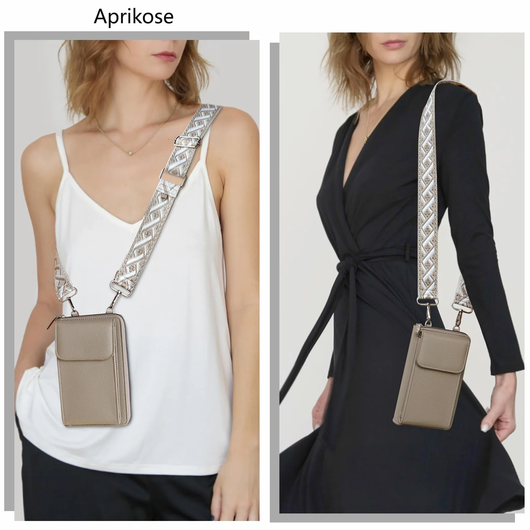 Pochette Téléphone Portable Femme, Sacoche Bandoulière Réglable en Cuir PU pour Téléphone 7"