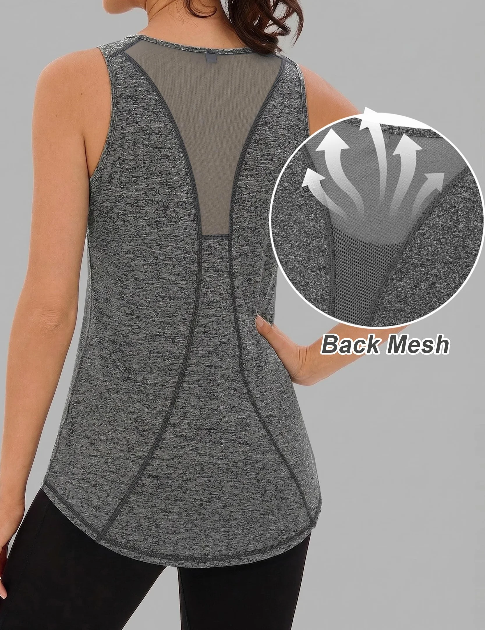 Débardeur de Sport Femme Léger en Maille sans Manches T-Shirt à col Rond Yoga Fitness Tank Top