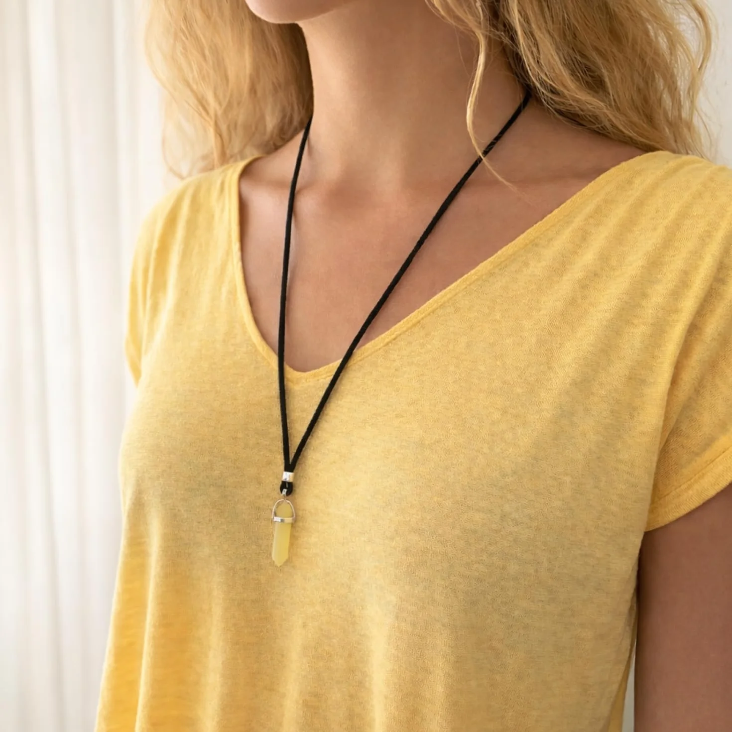 ASTER ALHELÍ Pendentif Homme et Femme avec Pierre Naturelle – Collier Sautoir Artisanal Fait Main, Bijou Bohème