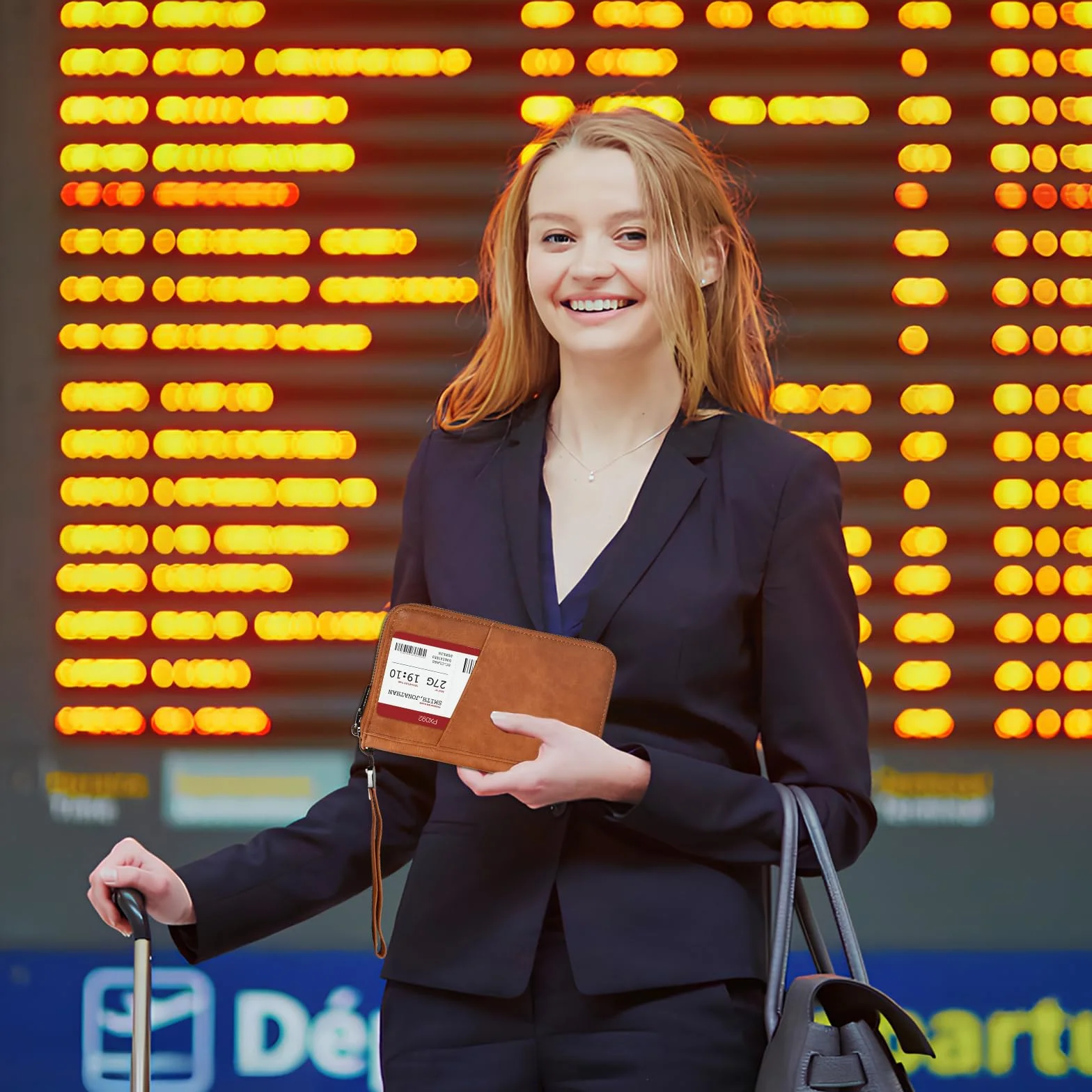 Portefeuille Passeport Cuir PU avec Blocage RFID Noir