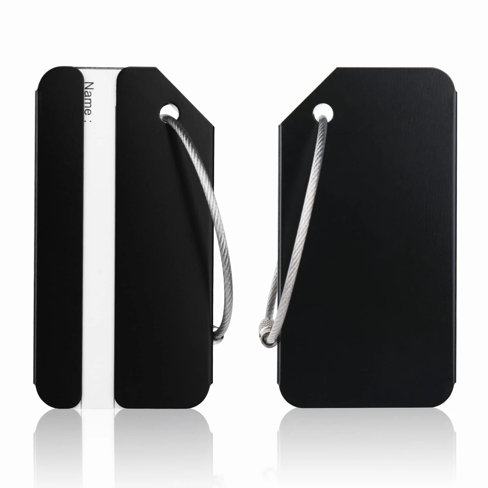 Flintronic 2 Pièces Étiquette Bagage en Alliage d'aluminium avec Cordes en Acier Inoxydable