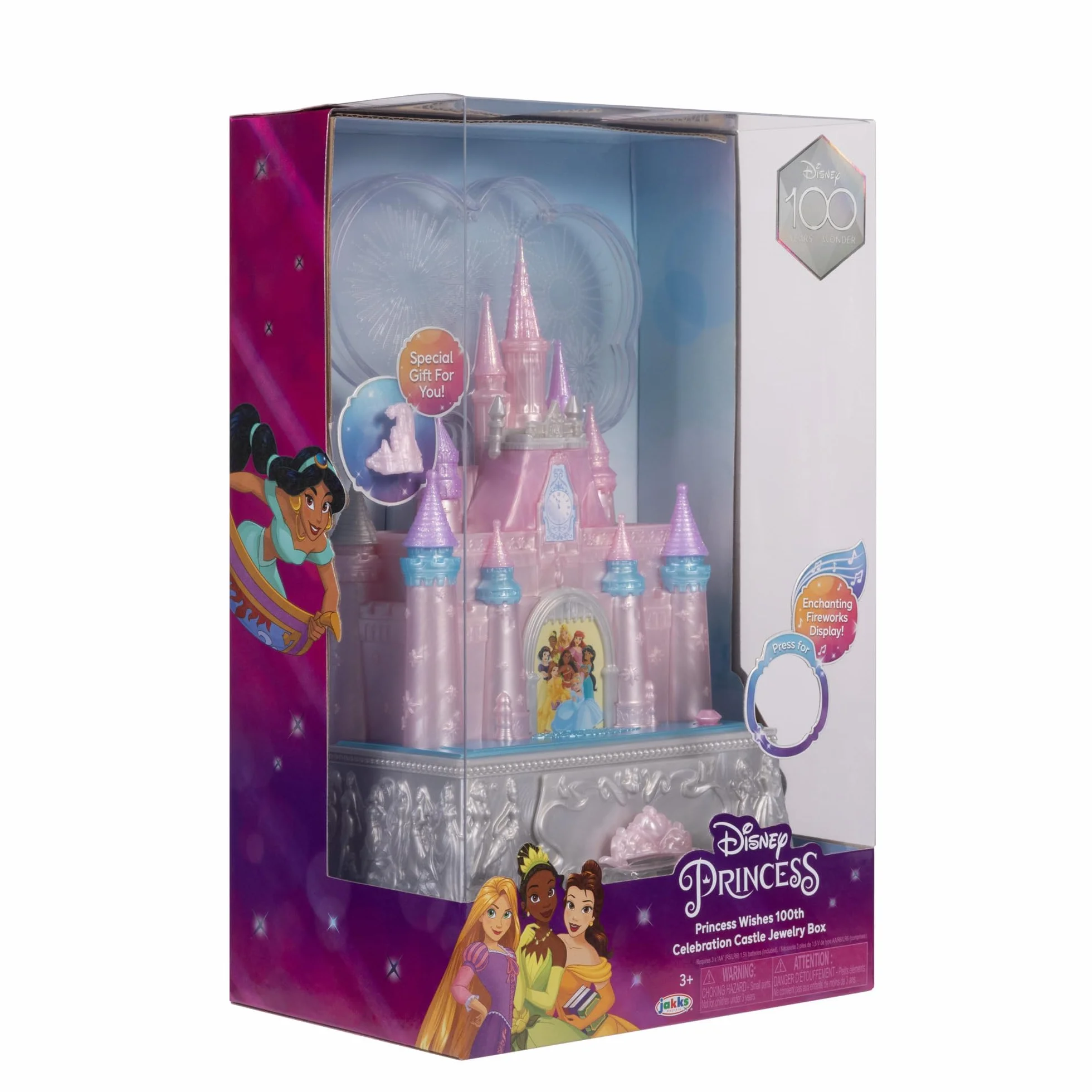 Disney Princesses Boîte à Bijoux Musicale Lumineuse Château de Cendrillon Disney 100éme Anniversaire Jouet sons lumière