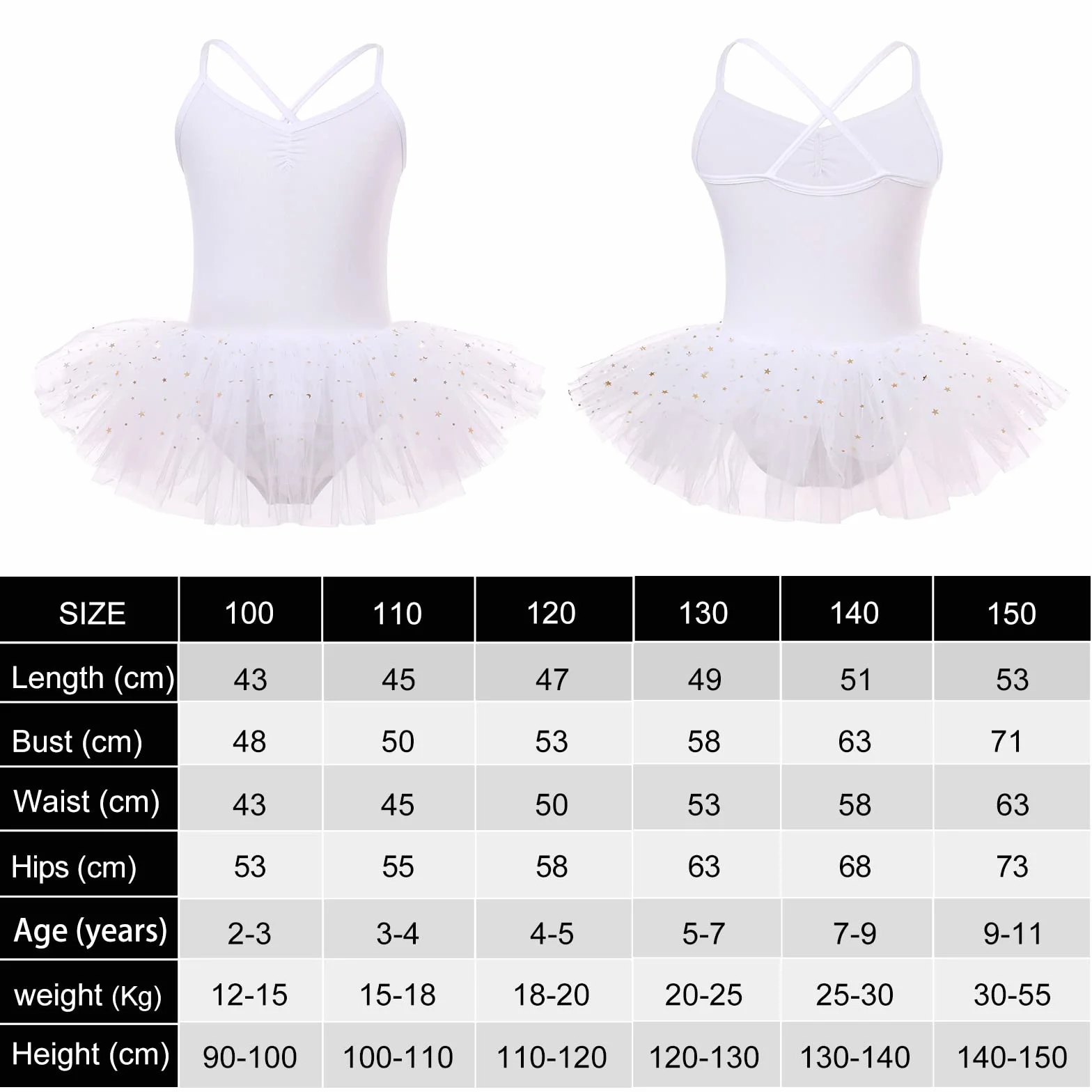 Robe de Danse Classique Filles Tutu de Ballet Justaucorps en Coton sans Manches