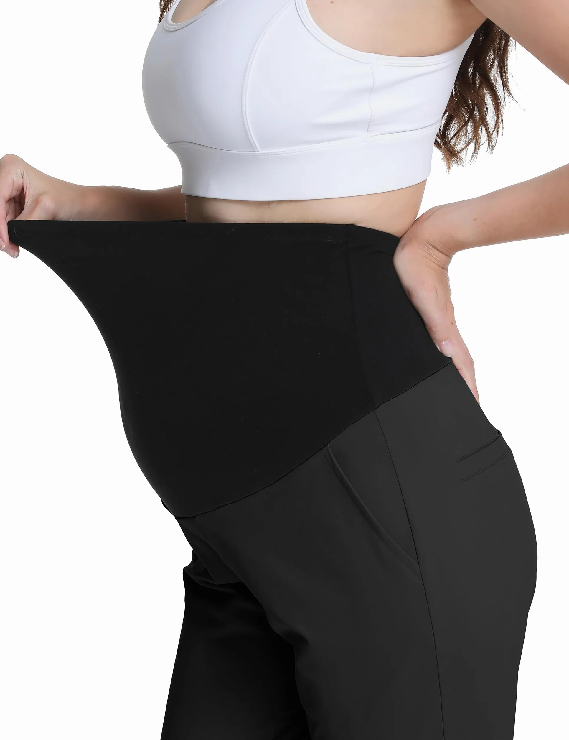 Pantalon de Grossesse Taille Haute Extensible avec Poches