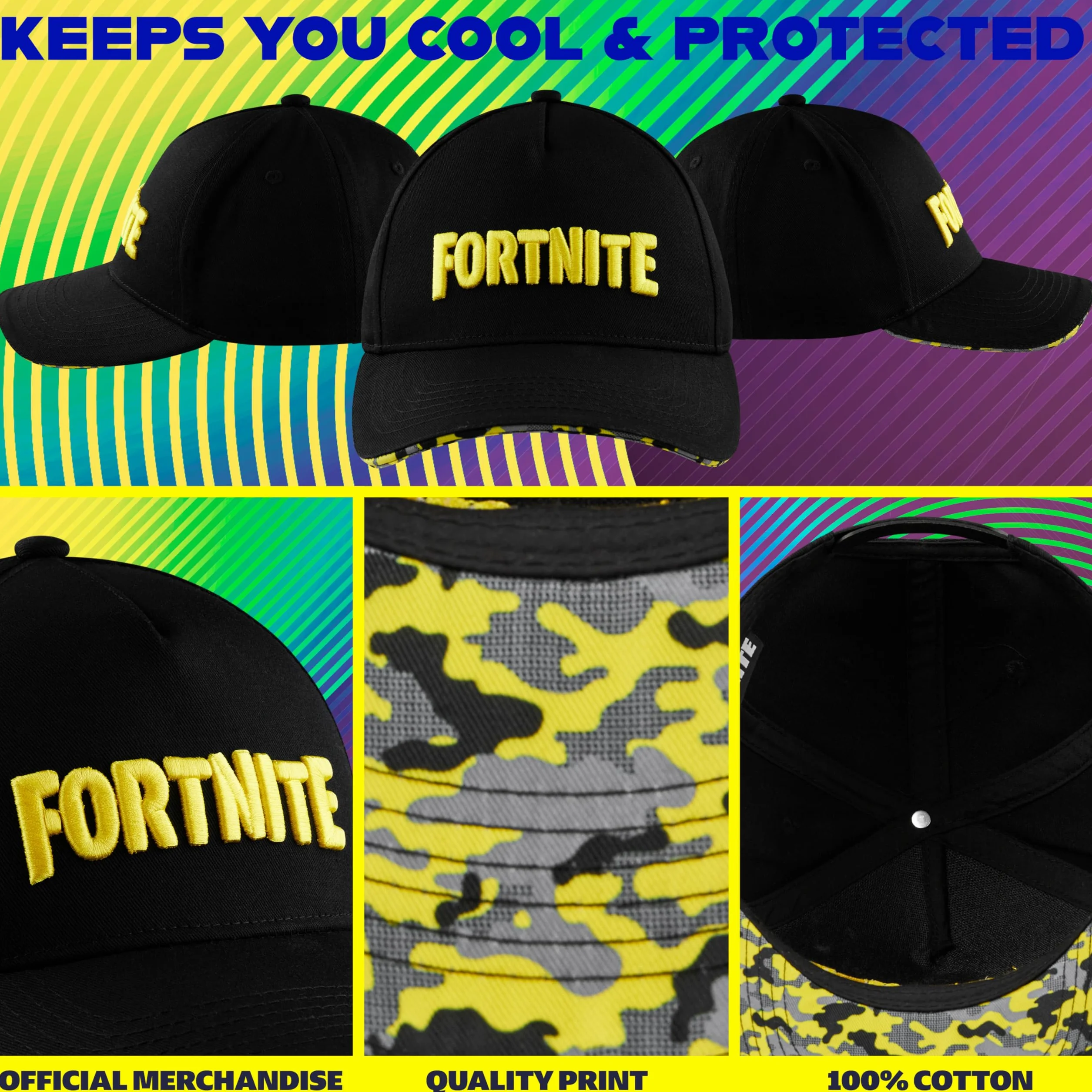 Fortnite Casquette de Baseball pour Garçon Ado Chapeau de Soleil à Visière avec Sangle Ajustable