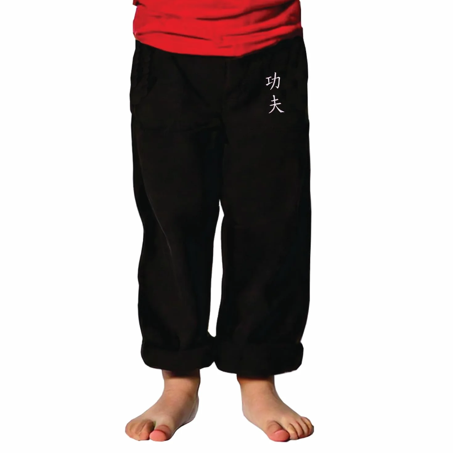 Pantalon Kung Fu Enfant Tai Chi Wing Chun Kimono Léger Noir