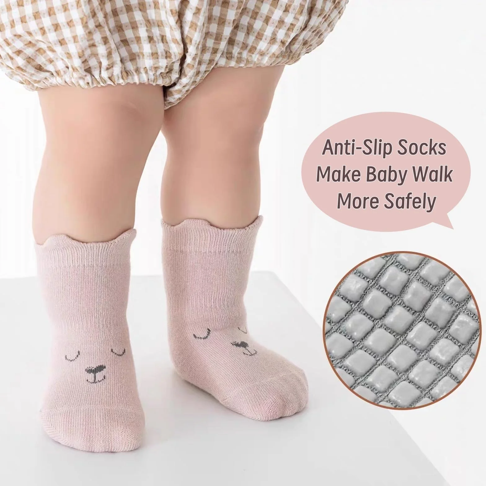 Chaussettes Antidérapantes Bébé Fond Silicone Coton Enfant Motif Animaux 0-12 mois 1-3 ans