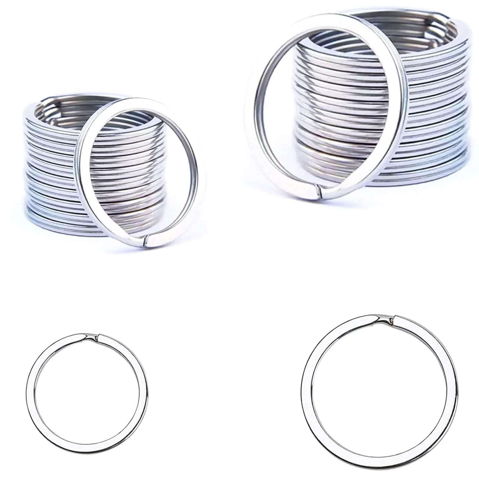Porte-clés Anneaux 20mm 30mm plats Bricolage Artisanat