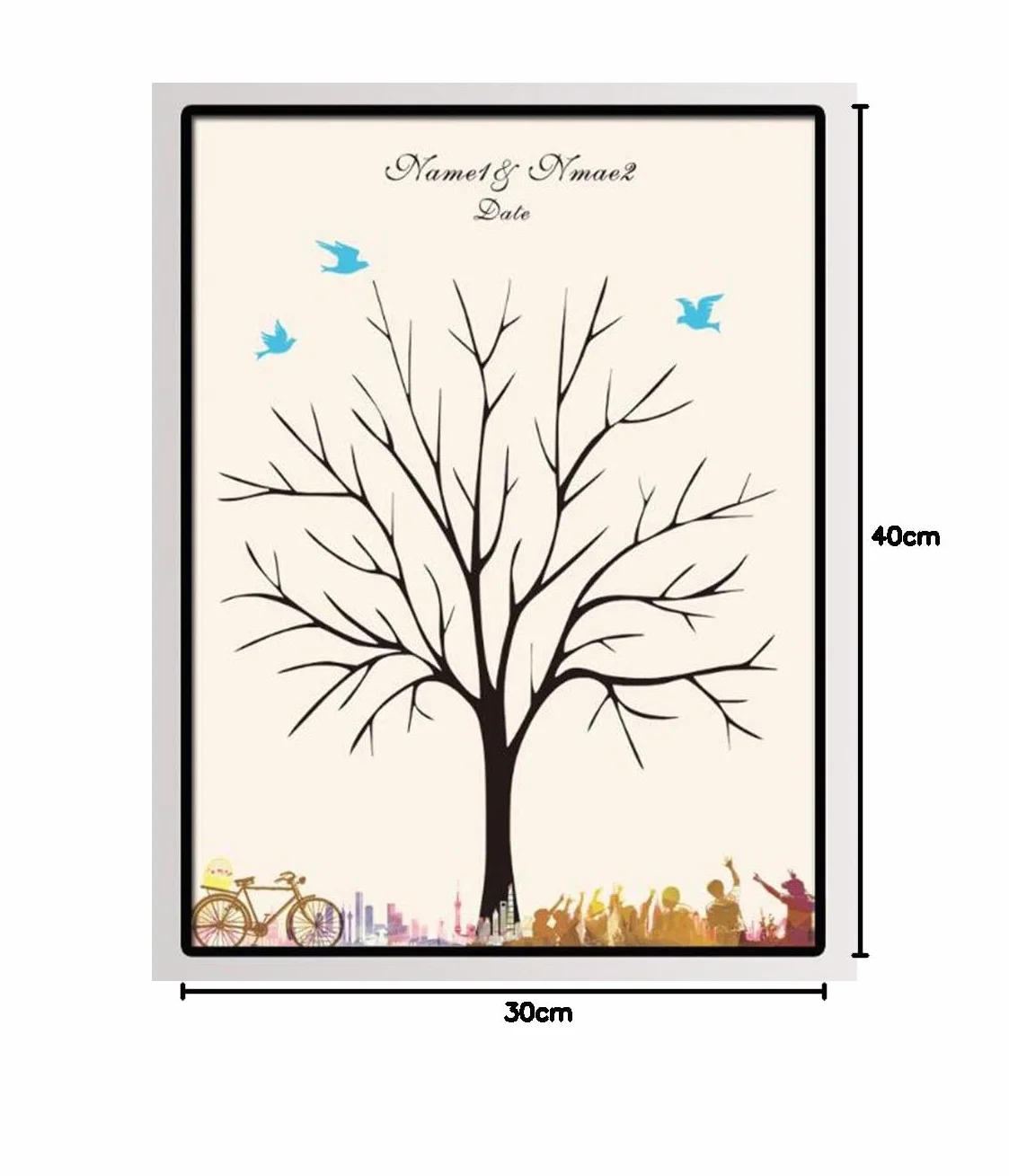 NOVAGO Tableau Toile à empreintes invités 30x40 cm Arbre mariage anniversaire