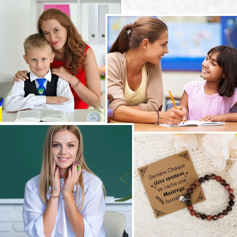 Cadeau Maitresse Bracelet Personnalisé Fin d'Année
