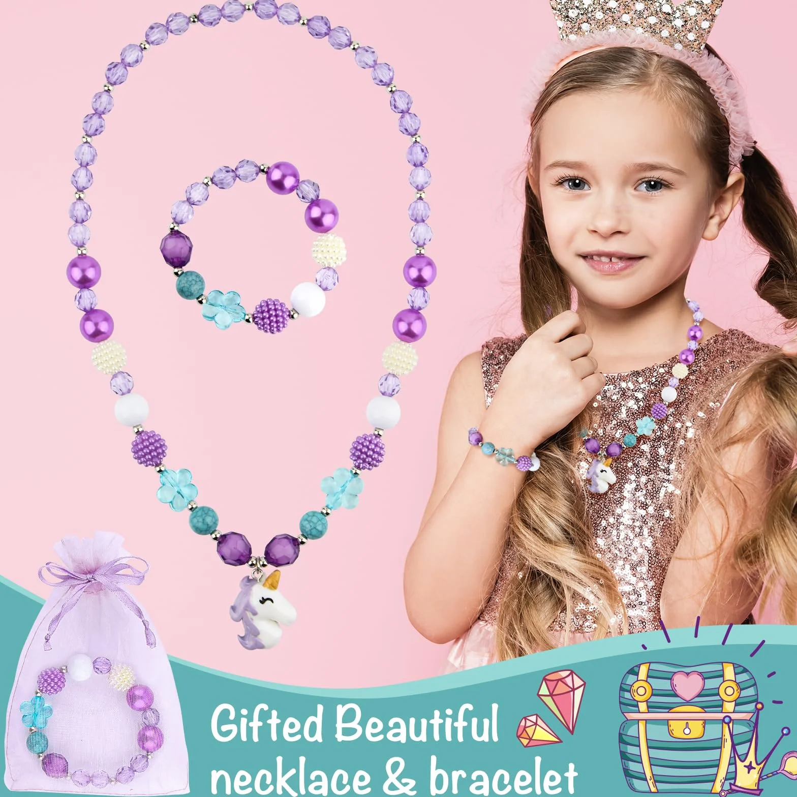 Boîte à Bijoux Musicale Ballerine 2 Tiroirs Sirène Bleue Cadeau Enfants 3-10 Ans