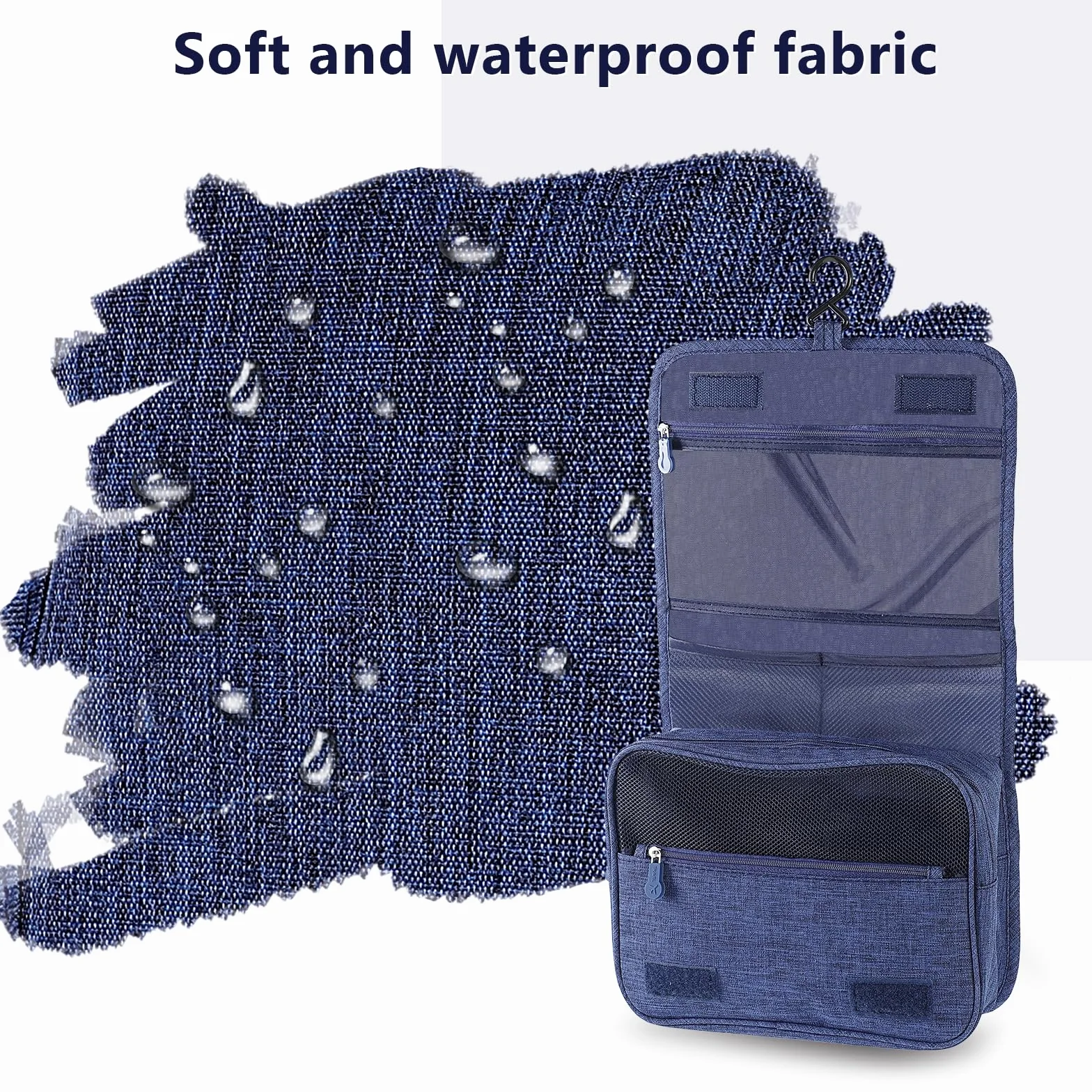 Trousse de Toilette Pliable Imperméable avec Crochets, Sac Cosmétique de Voyage Multifonction