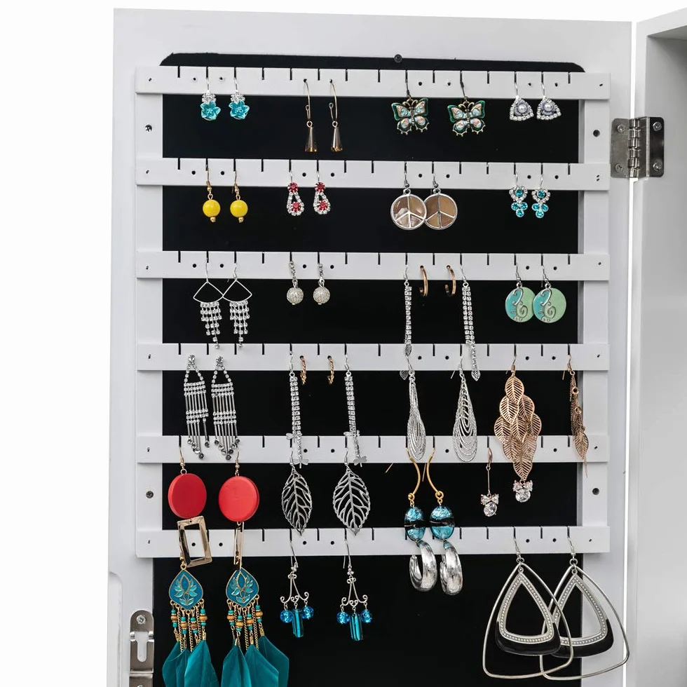 Alightup Armoire à Bijoux avec Miroir Pleine Longueur et Tiroirs, Verrouillable, Blanc