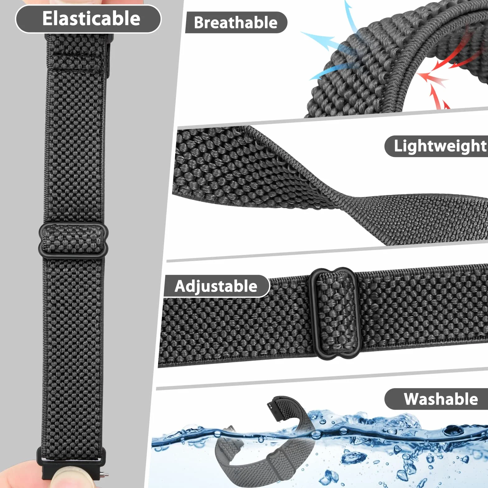 Bracelet Montre en Nylon Tressé 24mm 22mm 20mm 19mm 18mm Homme Femme Boucle Réglable Sport