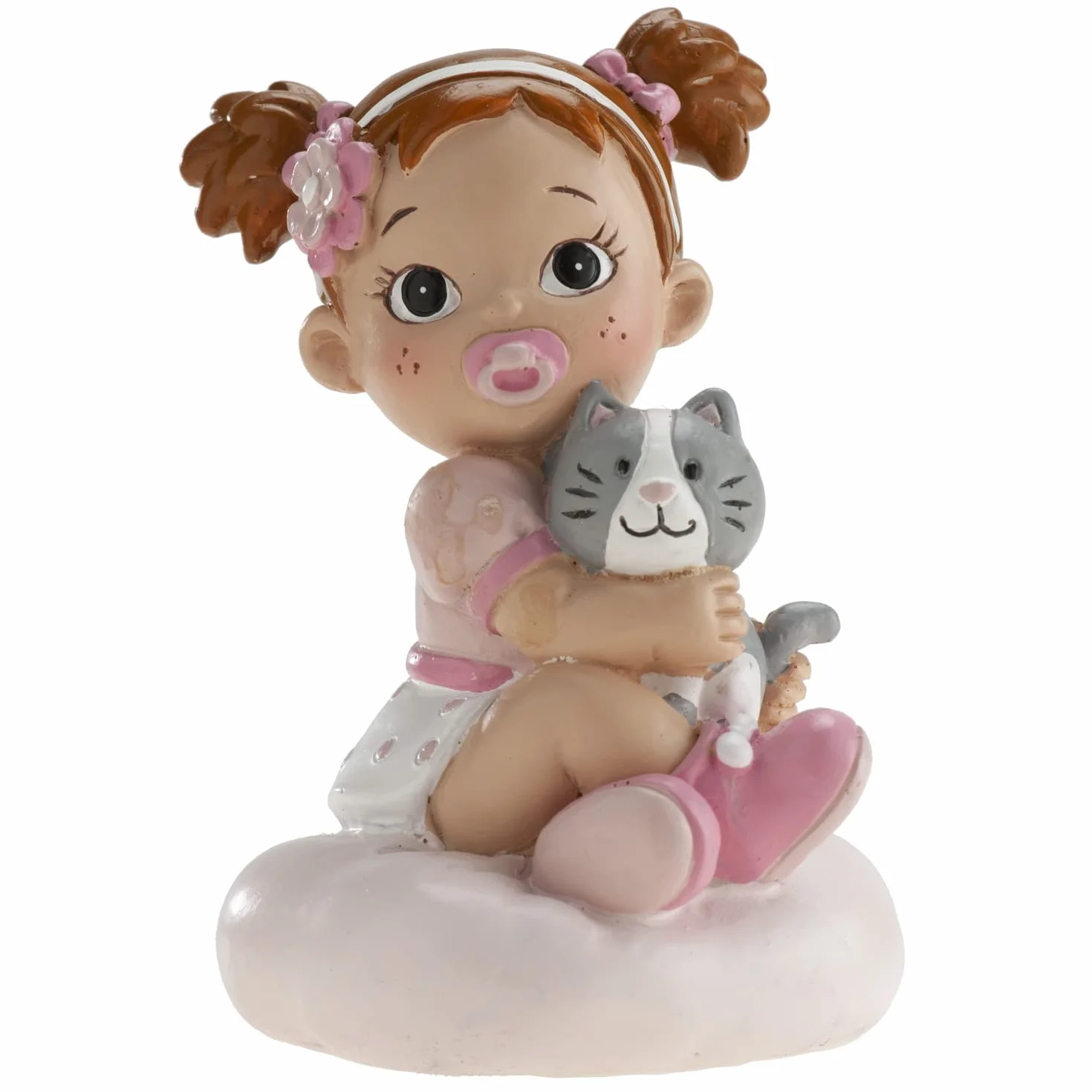 Figurine en résine Décoration Baptême Fille 10 cm Cake Topper Bébé Chaton Design Original