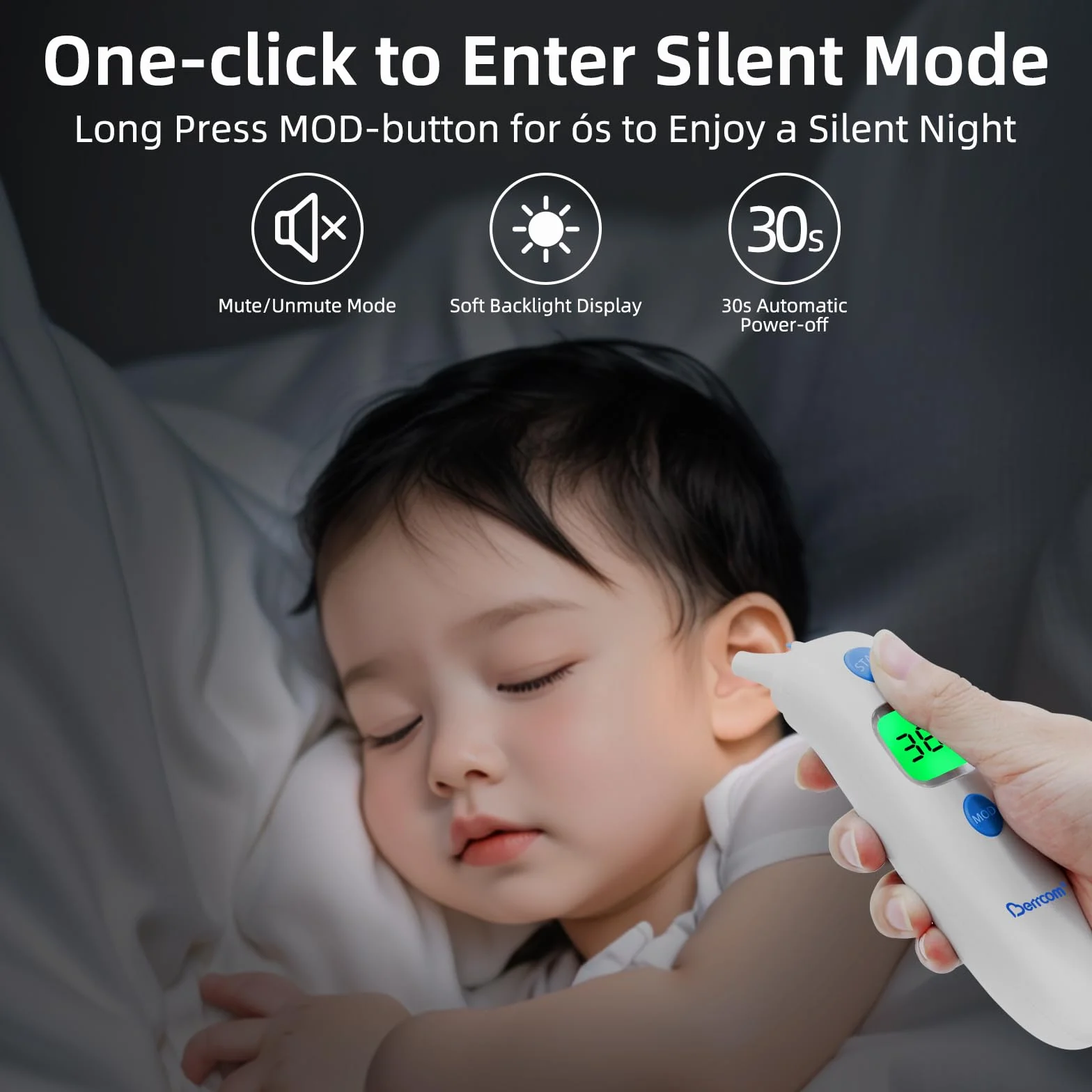Berrcom Thermomètre frontal et auriculaire numérique sans contact infrarouge bébé adulte