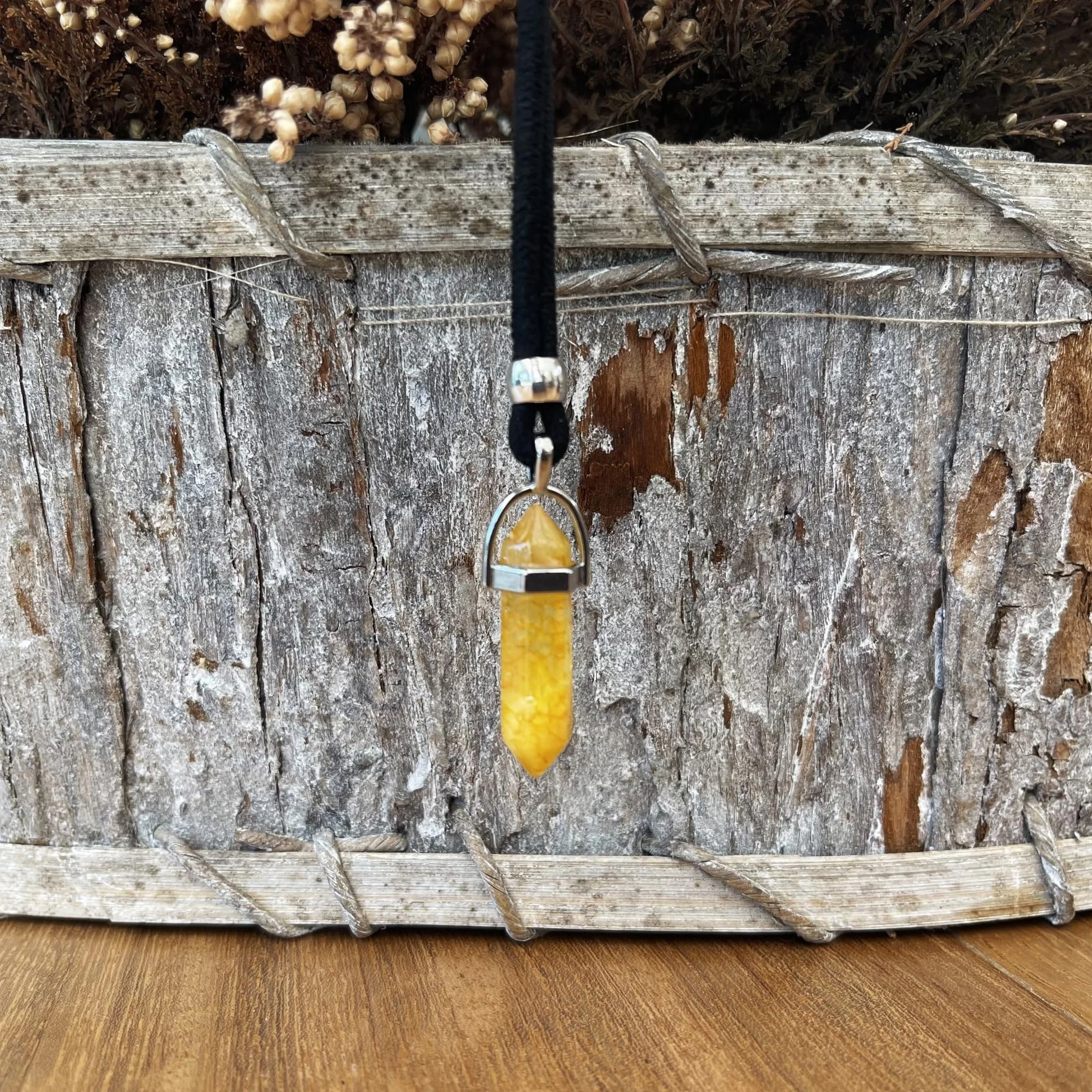 ASTER ALHELÍ Pendentif Homme et Femme avec Pierre Naturelle – Collier Sautoir Artisanal Fait Main, Bijou Bohème
