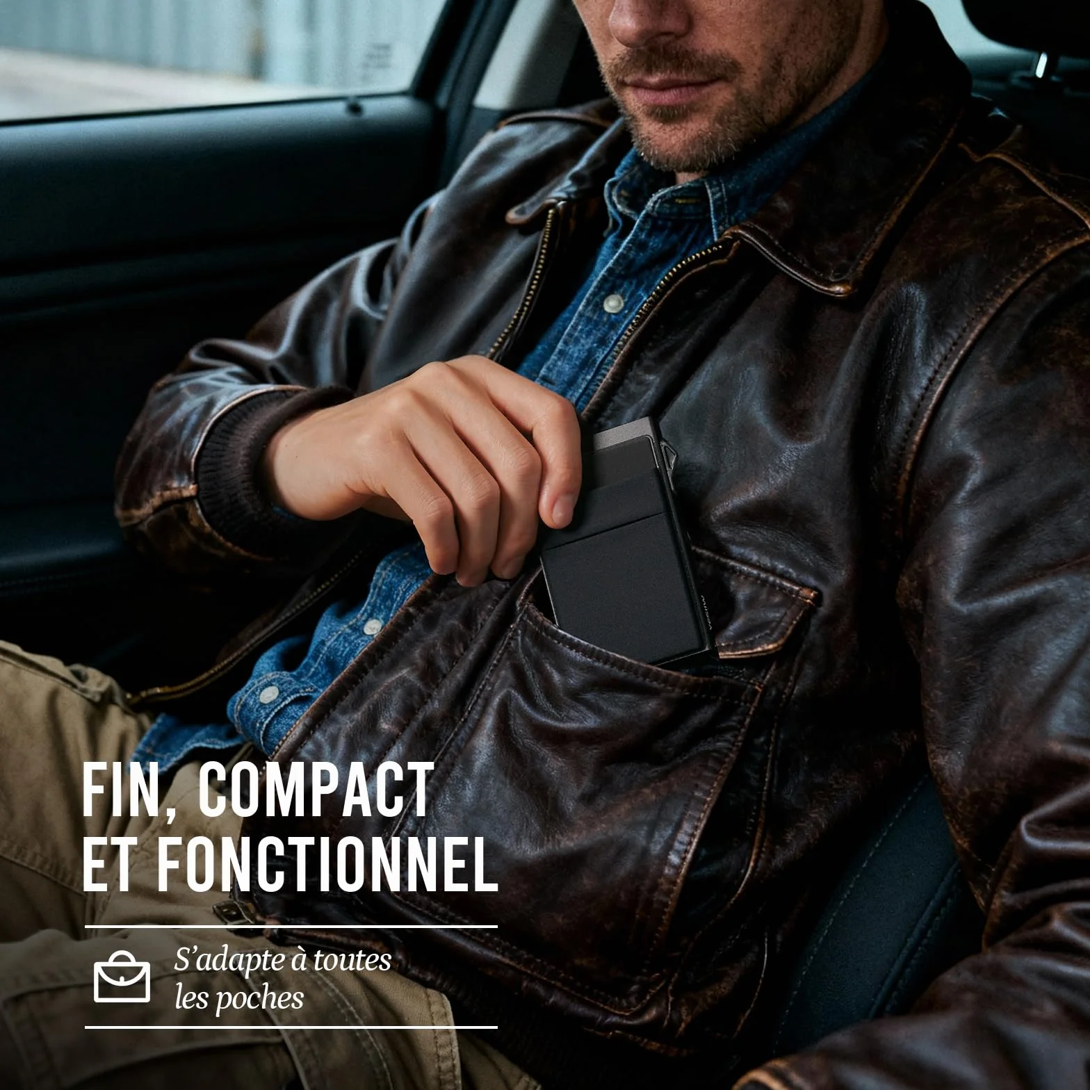 YESIIW Portefeuille Homme Aluminium Pop Up Porte-Cartes avec Blocage RFID Noir