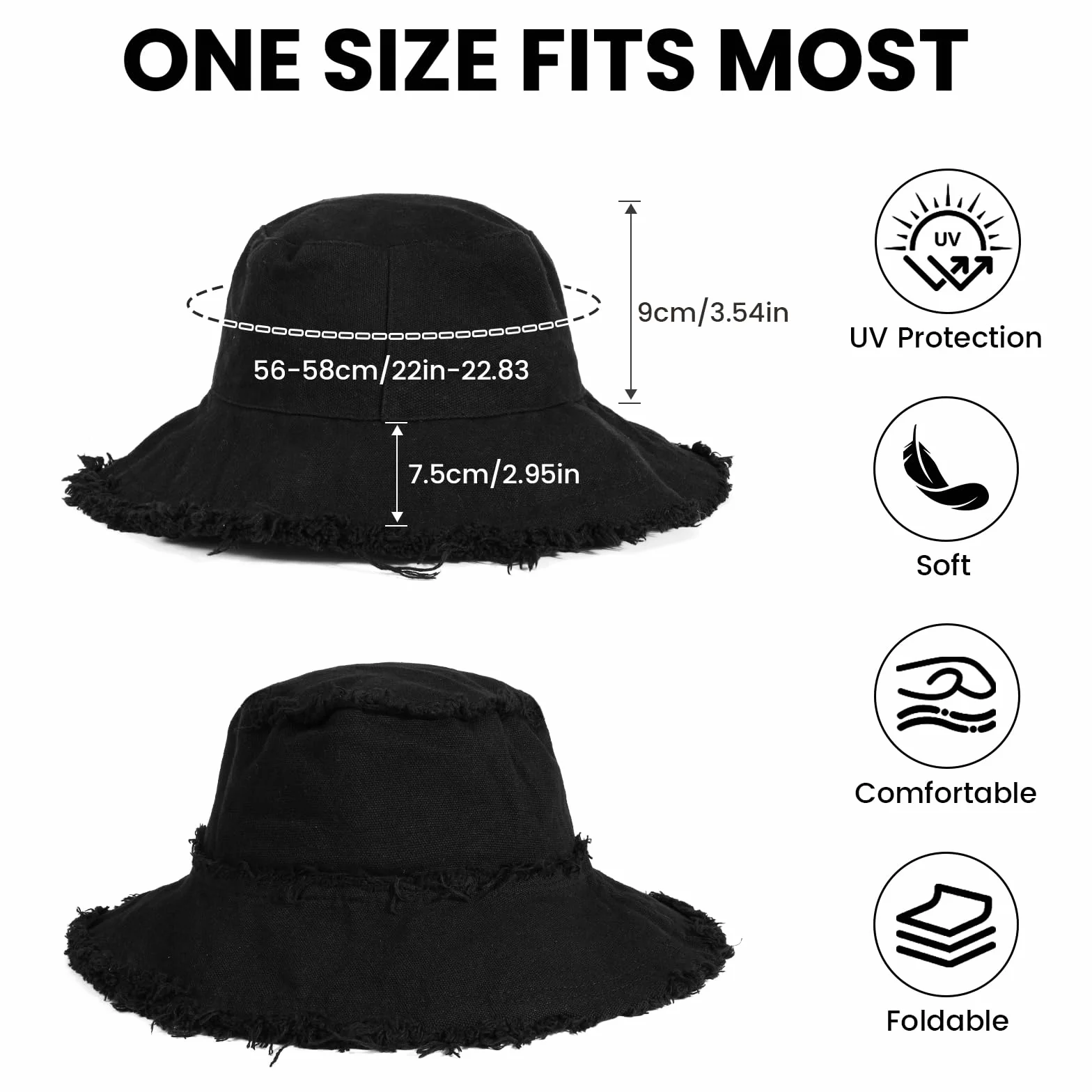 Chapeau Anti UV Femme Réversible Protection Solaire Coton Bob Bucket Hat Été