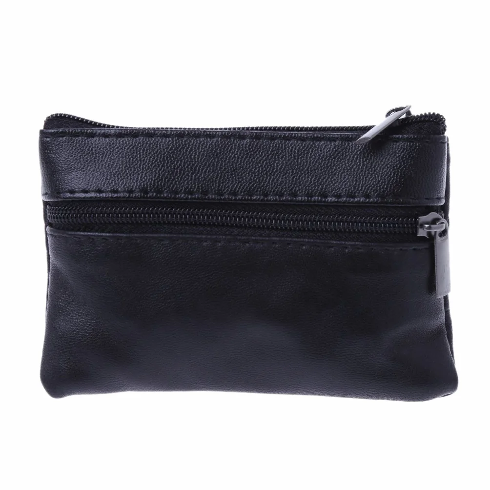 Portefeuille en Cuir Noir avec Porte-Monnaie, Porte-Cartes et Porte-Clés pour Homme et Femme