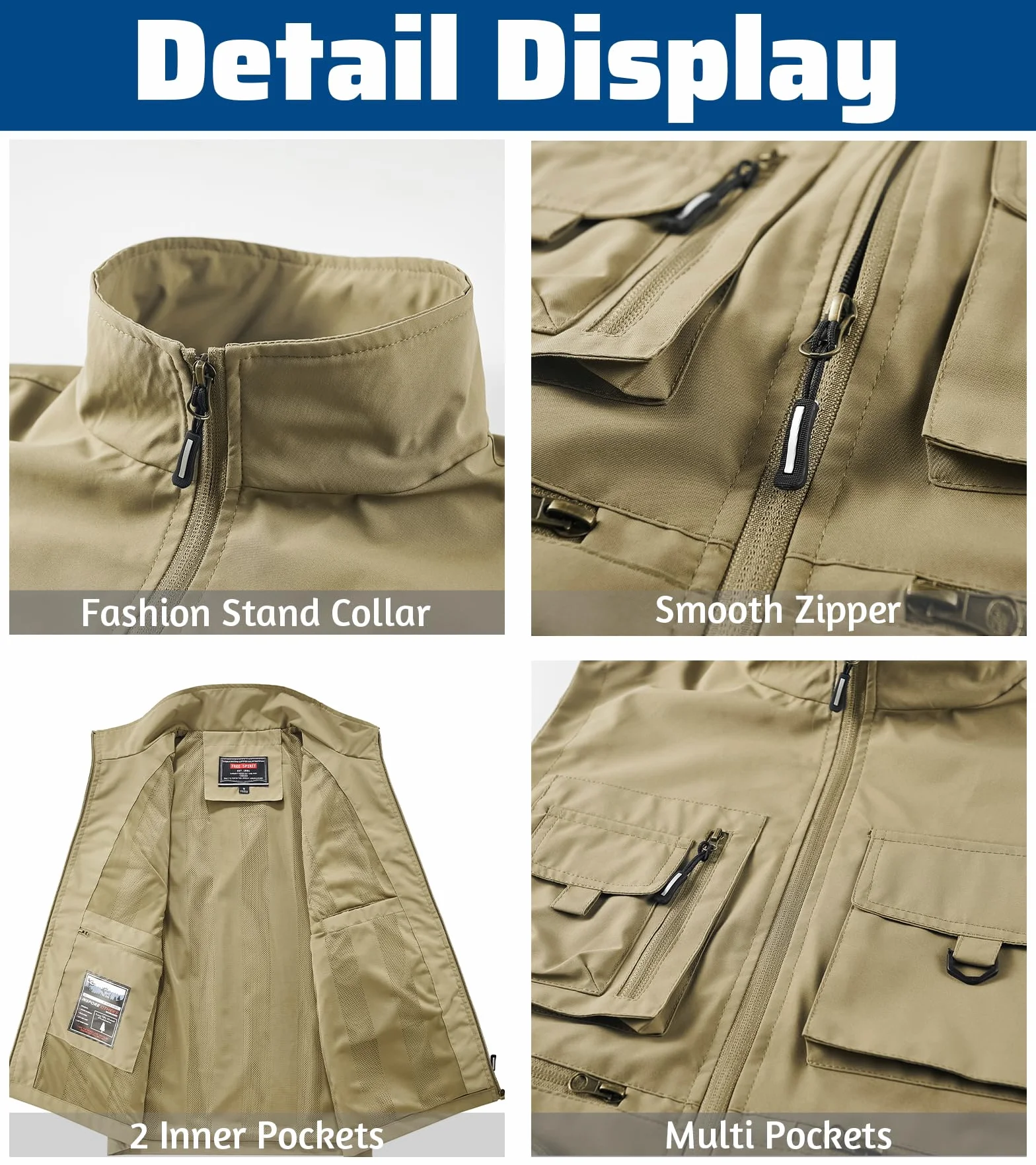 Gilet de Pêche Homme Multi-Poches Séchage Rapide Sans Manche Léger Respirant Chasse Camping Photographie