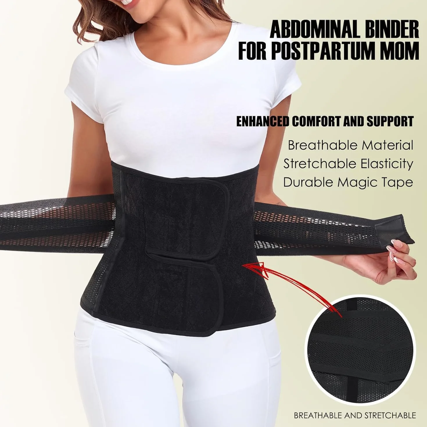 MAMODY Ceinture post accouchement ventre plat post-partum Noir L