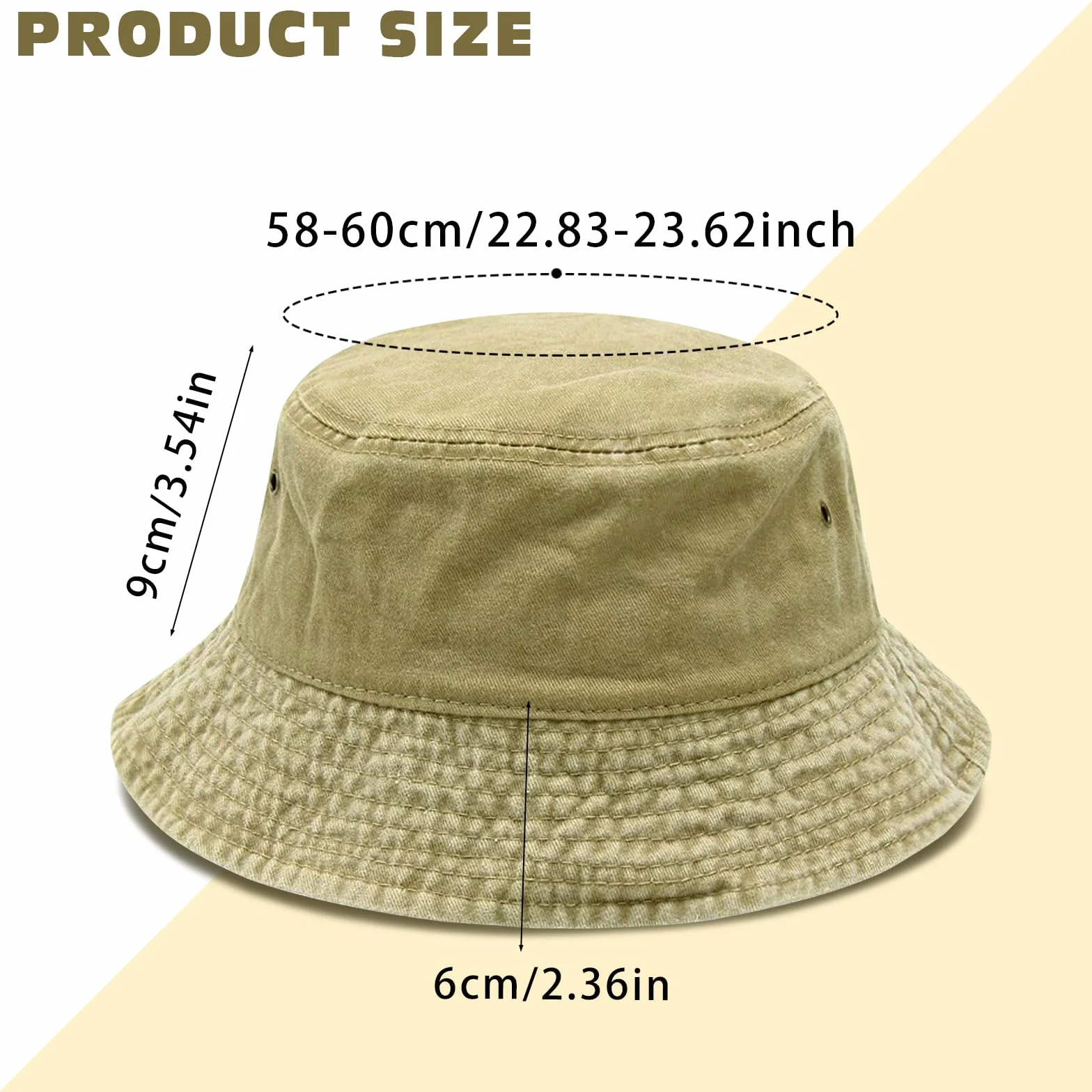 FUIPVGI Chapeau de pêcheur, Large Bord, Coton délavé, Protection Solaire UV