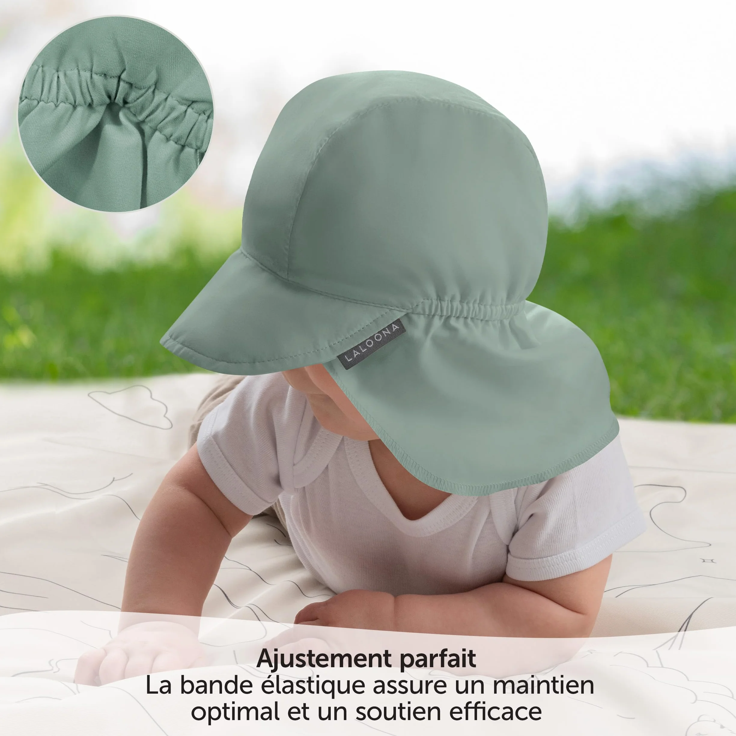 LaLoona Casquette Bébé Anti UV 80+ avec Protège-Nuque – Chapeau Été Respirant Protection Soleil Bébé Garçon Fille Séchage Rapide Certifié Oeko-Tex
