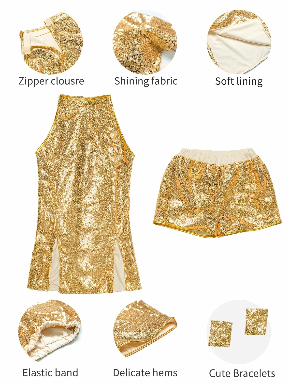LOLANTA Costume de Danse Paillettes Filles Hip Hop Tenue Scintillante