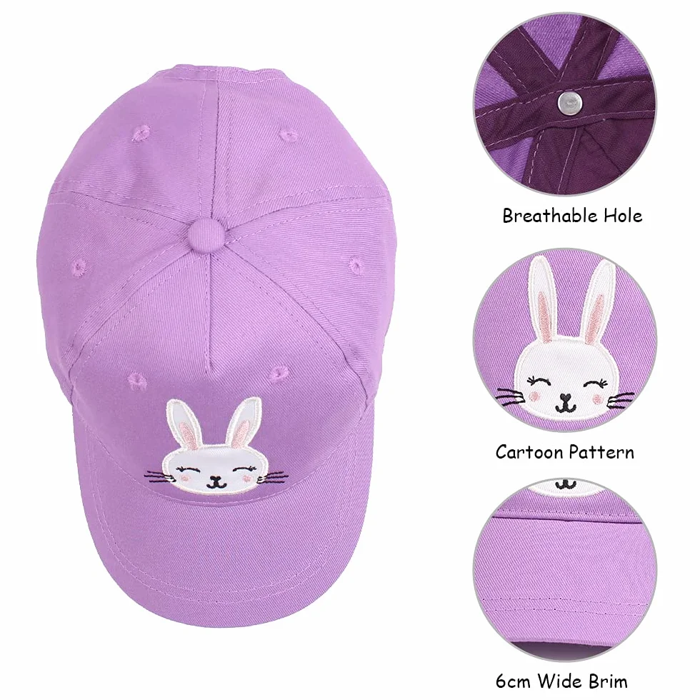 Casquette Enfant Coton Broderie Ours Lapin Chapeau Bébé Fille Garçon Soleil 6 Mois-10 Ans