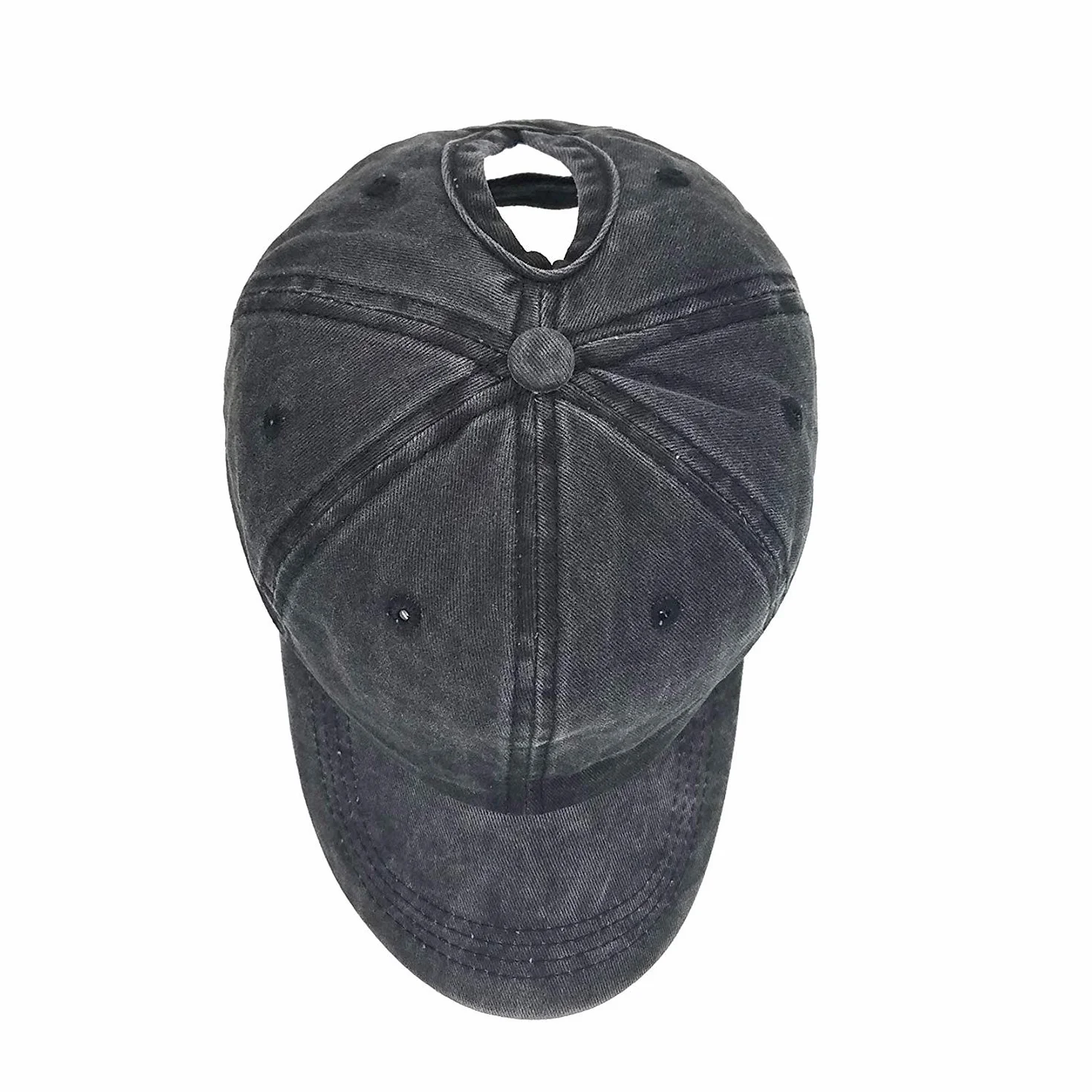 Femme Casquette de Baseball en Queue de Cheval Vintage Chapeau Camionneur Papa Cap Réglable Anti-Soleil