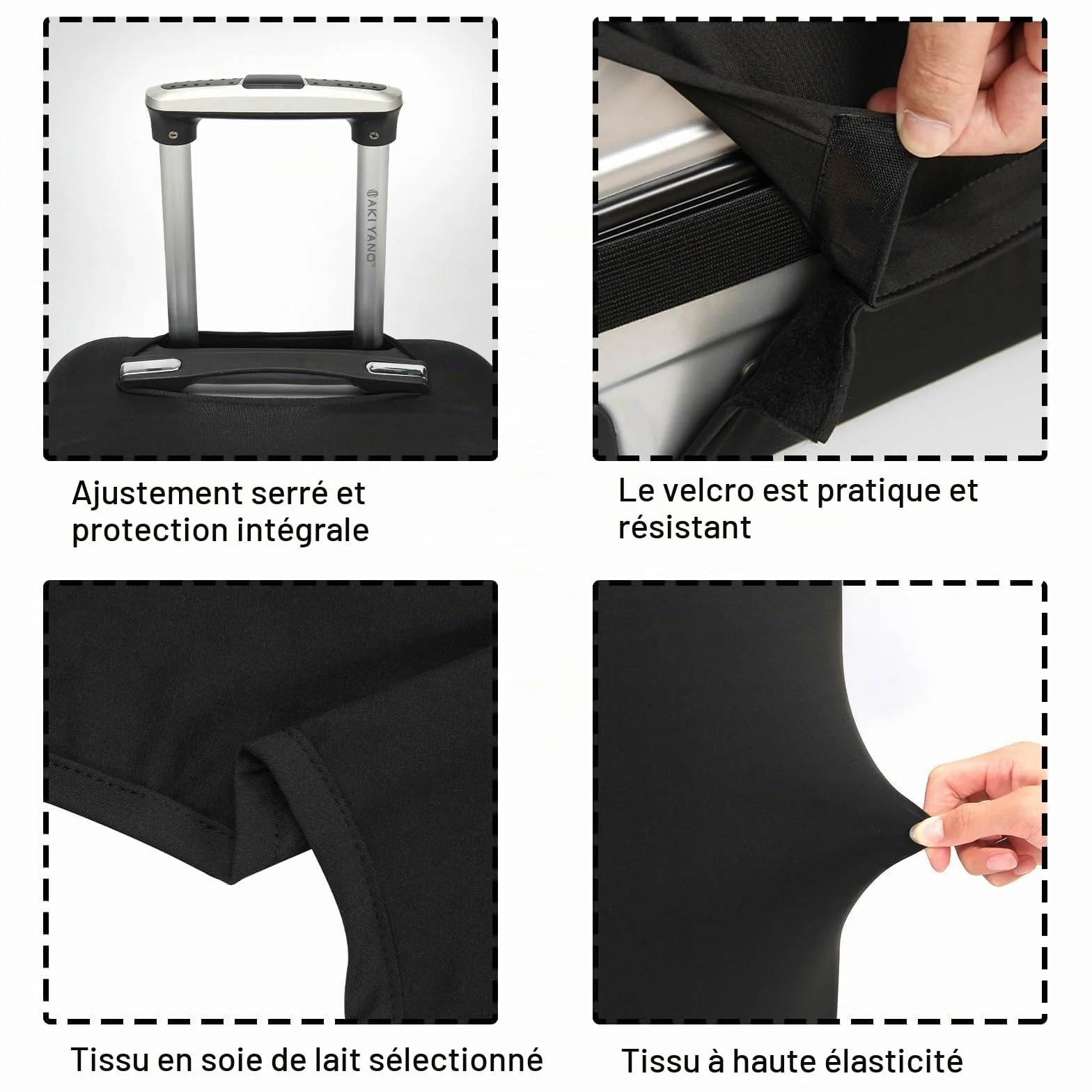 Housse de Valise Elastique Protection Bagage Spandex 26 Pouces Noir