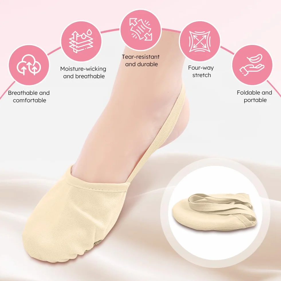 DiULi Demi-Pointes de Danse Classique pour Femmes Chaussons Semi-Solde Ballet Couleur Chair