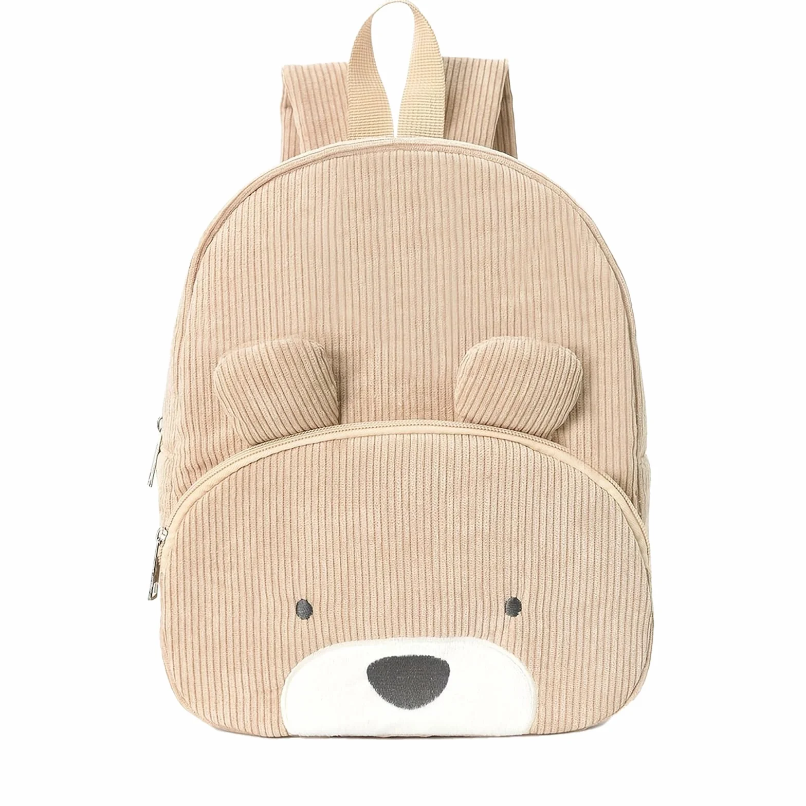 Personalised Corduroy Toddler Backpack with Embroidered Name, Cute Bear Mini Rucksack for Nursery, Preschool, Kindergarten