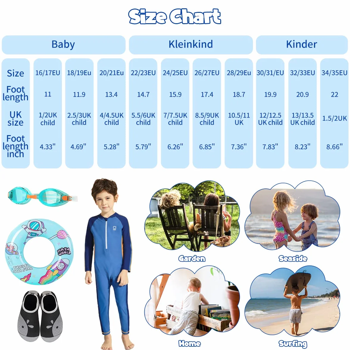 WateLves Enfant Chaussures Aquatiques Fille Garçon Chaussons de Plongée Antidérapant Pieds Nus d'eau