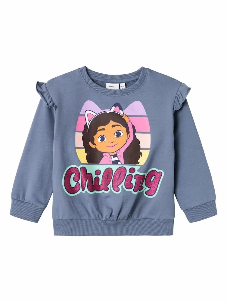 NAME IT NMFSANNE Gabby NREG Sweat BRU Sky Veste Sweat Fille Mauve Orchid