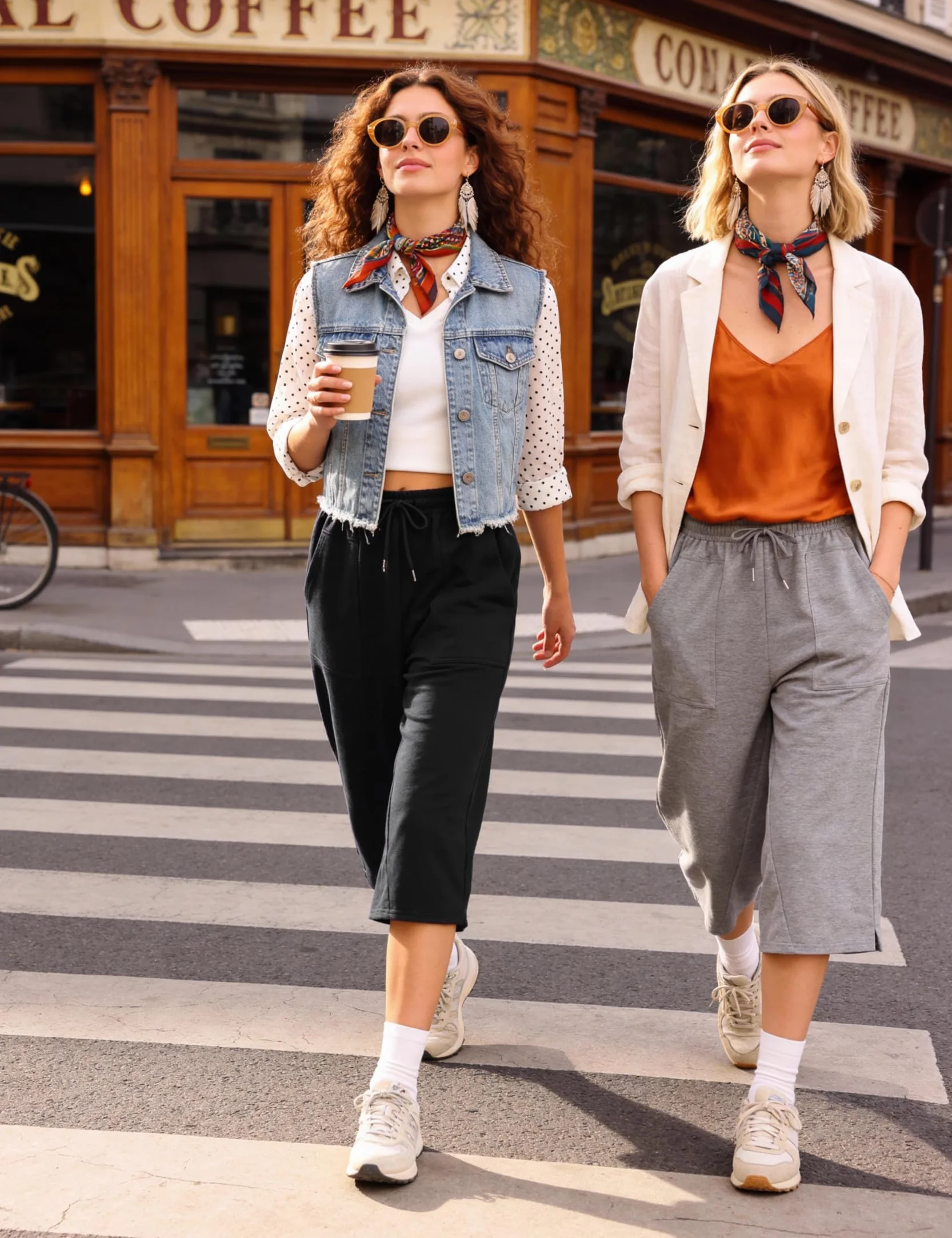 Pantacourt Femme Été Pantalon 3/4 Léger Sport avec Poches Taille Haute Couleur Unie S-3XL