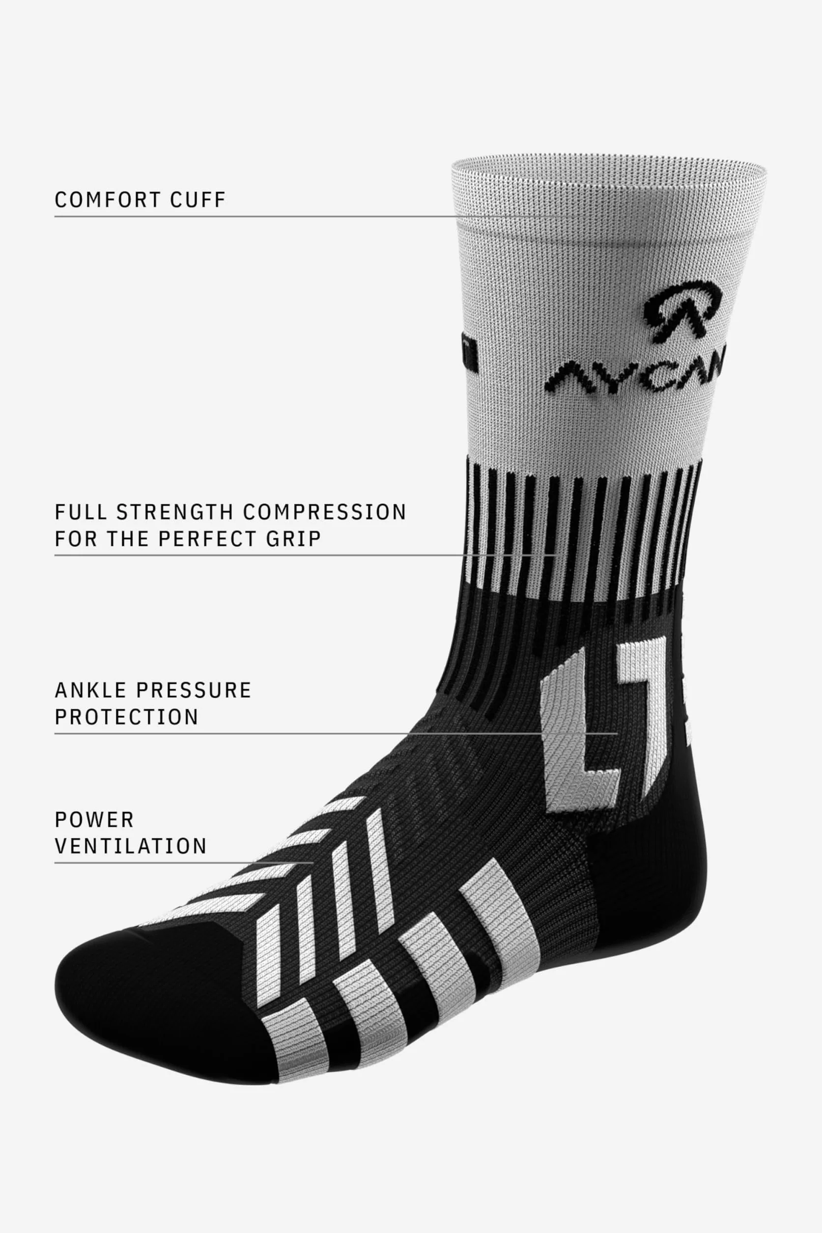 Powerlight Chaussettes de hockey sur glace Ultra légères Séchage rapide Sans couture Protection pression lacets Ajustement parfait Patins glace Noires