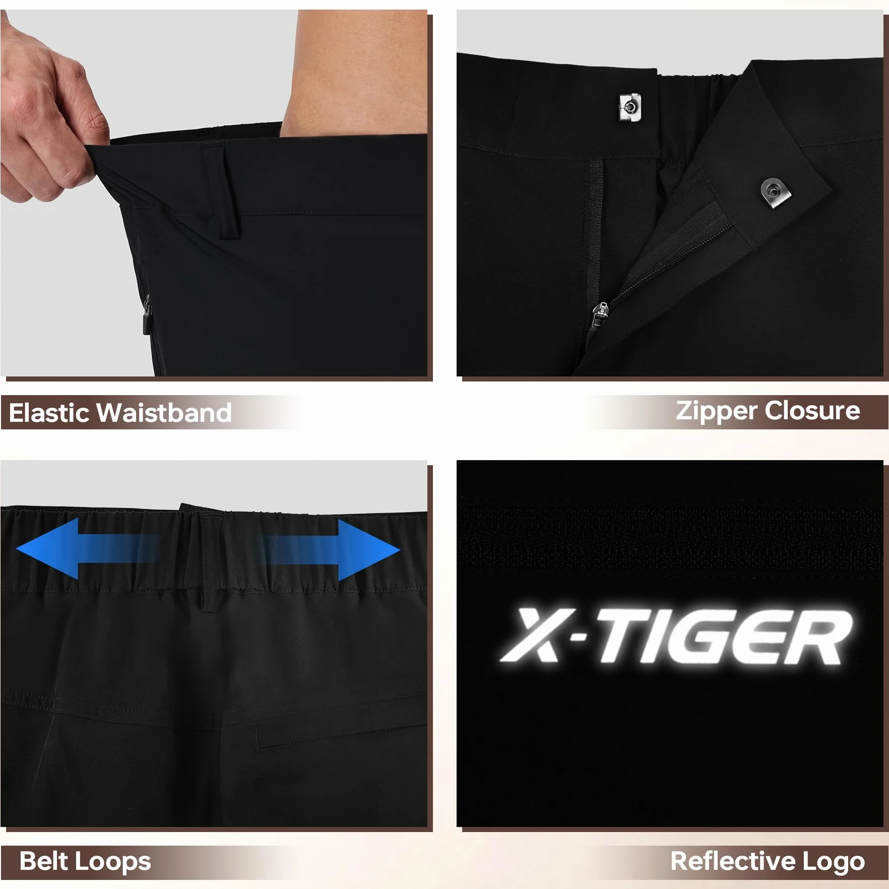X-TIGER Short Cargo Homme Tactique 5 Poches Séchage Rapide Respirant Imperméable Stretch Trekking Camping