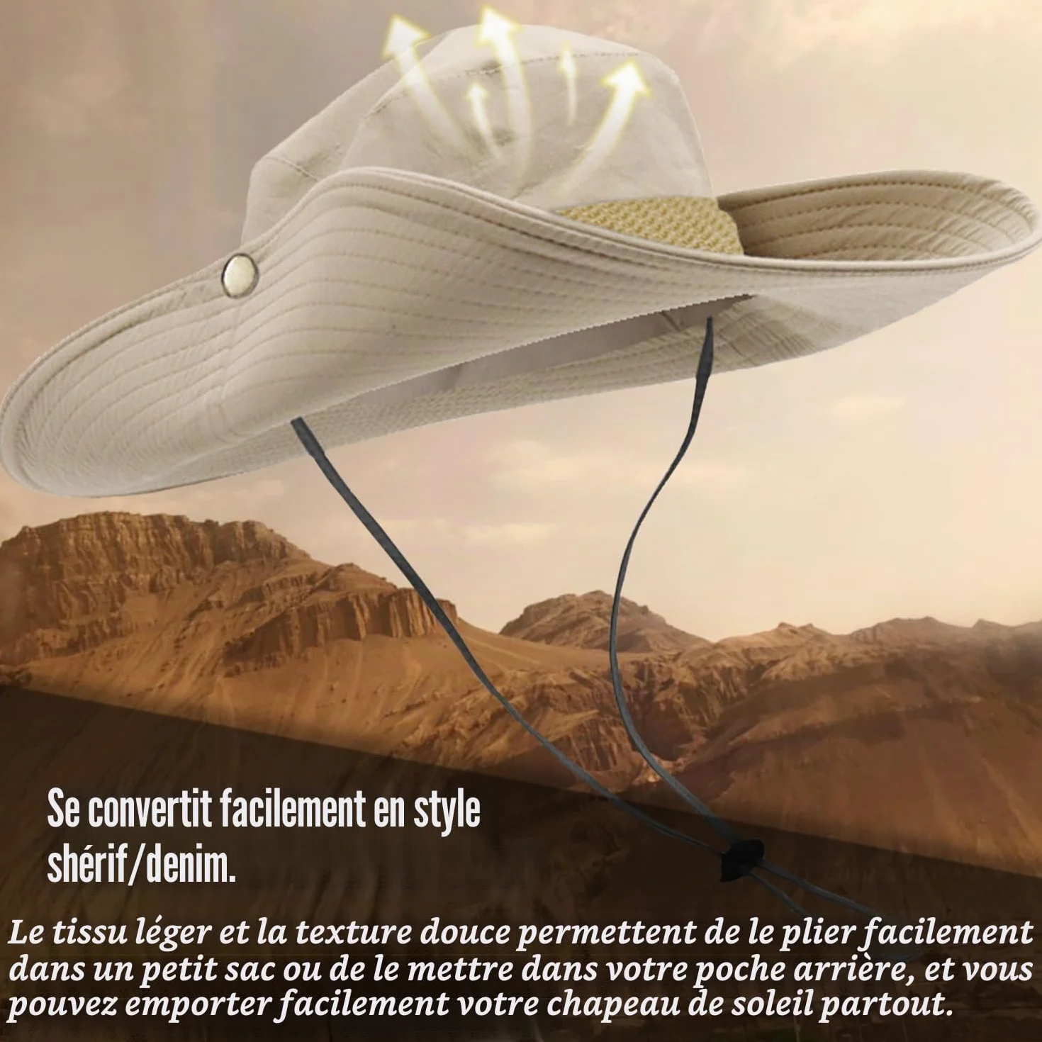 Favuit Chapeau de Protection Solaire à Large Bord Pliable Respirant pour Pêche Chasse Camping